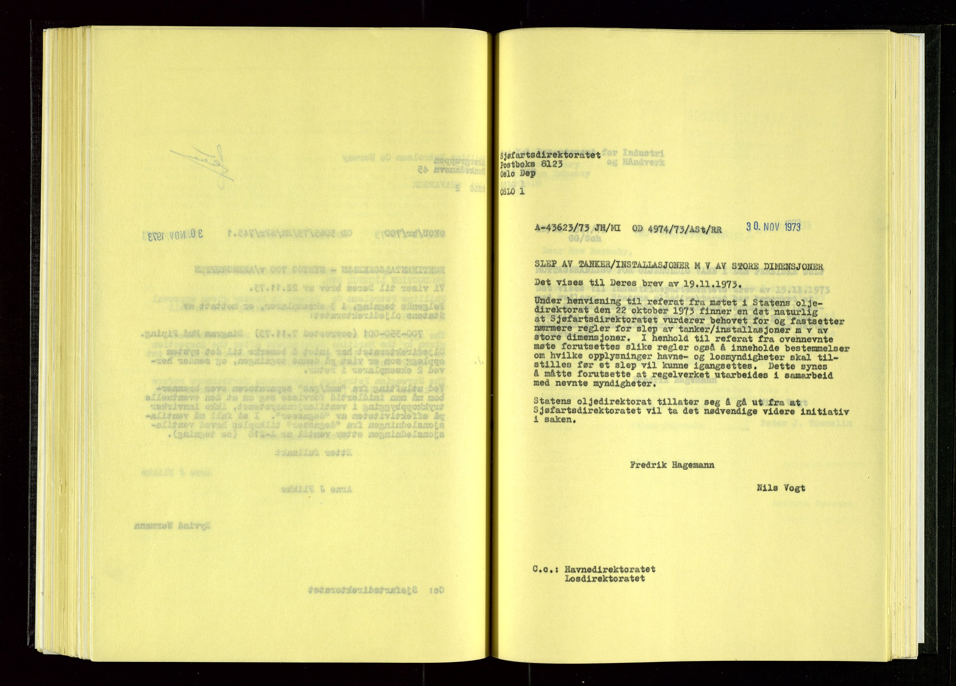Oljedirektoratet, SAST/A-101366/Ba/L0005: Kopibok, 1973