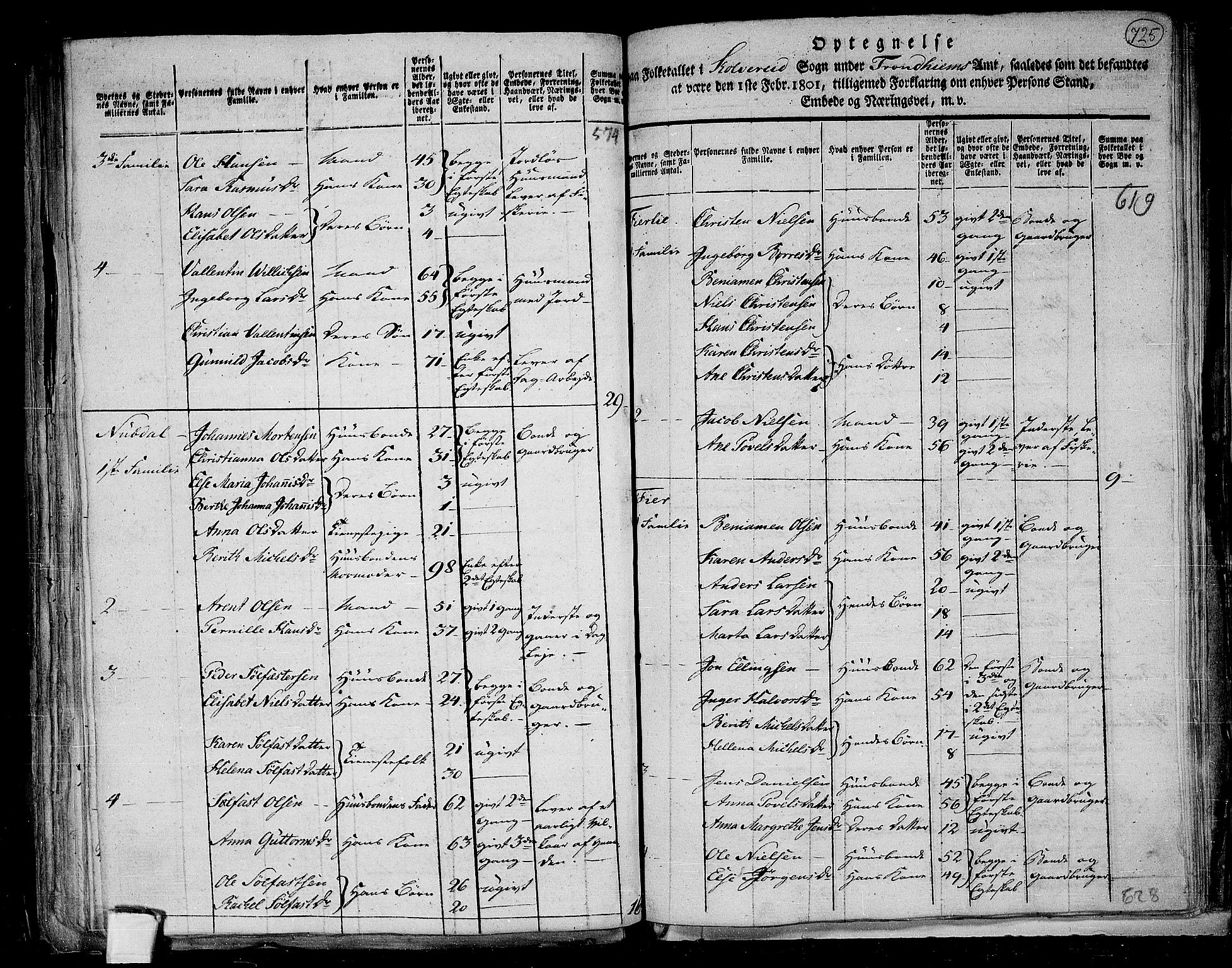 RA, 1801 census for 1752P Kolvereid, 1801, p. 724b-725a