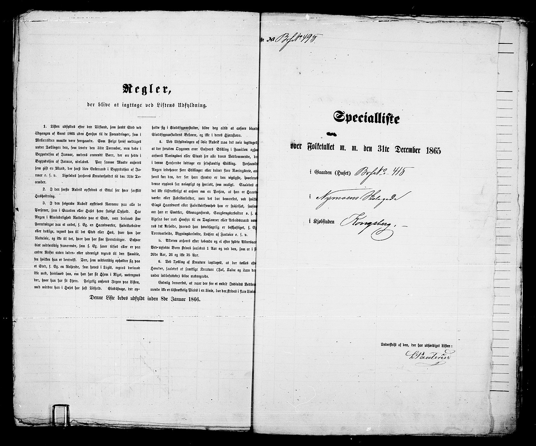 RA, 1865 census for Kongsberg/Kongsberg, 1865, p. 999