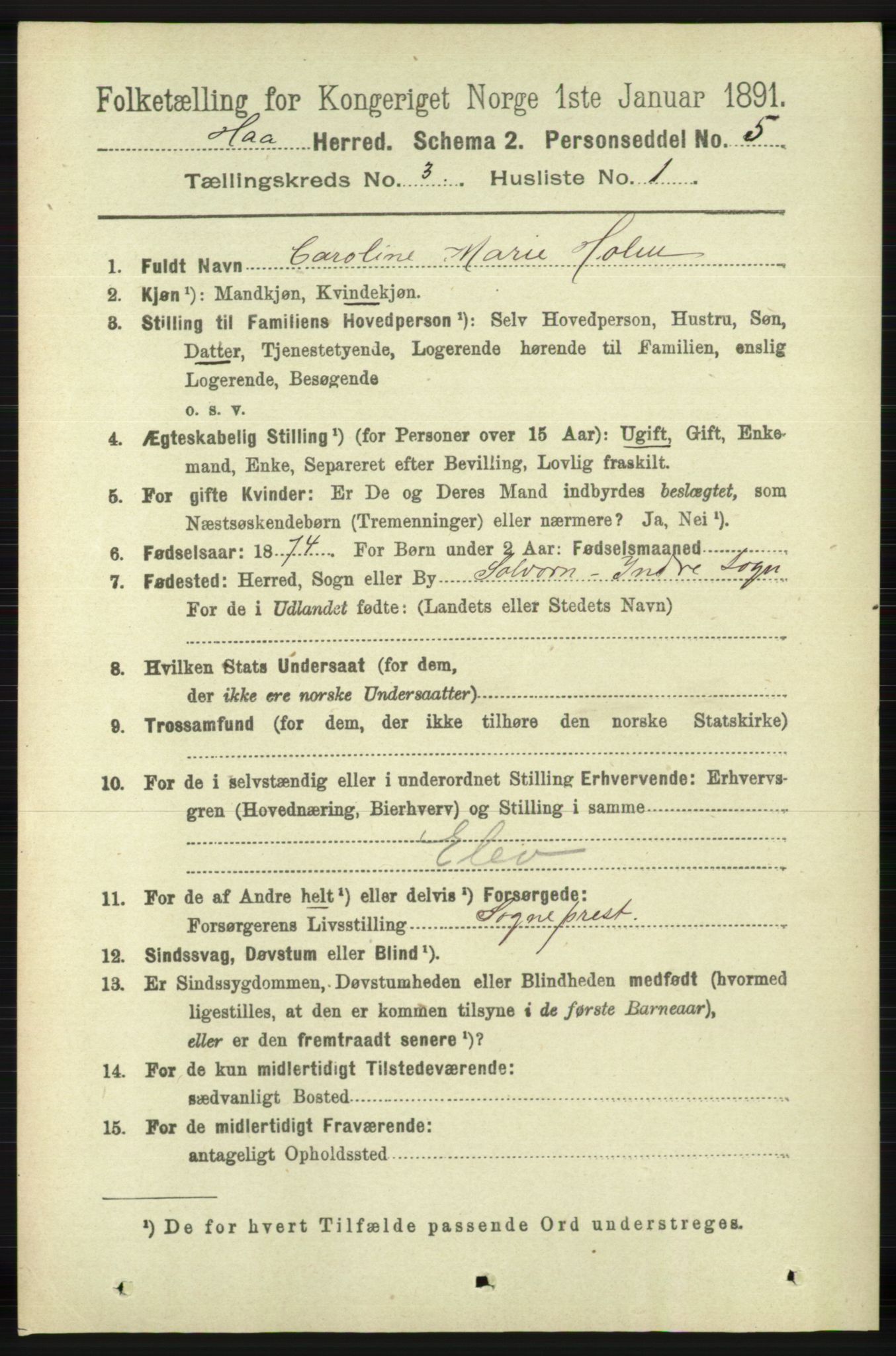 RA, 1891 census for 1119 Hå, 1891, p. 702