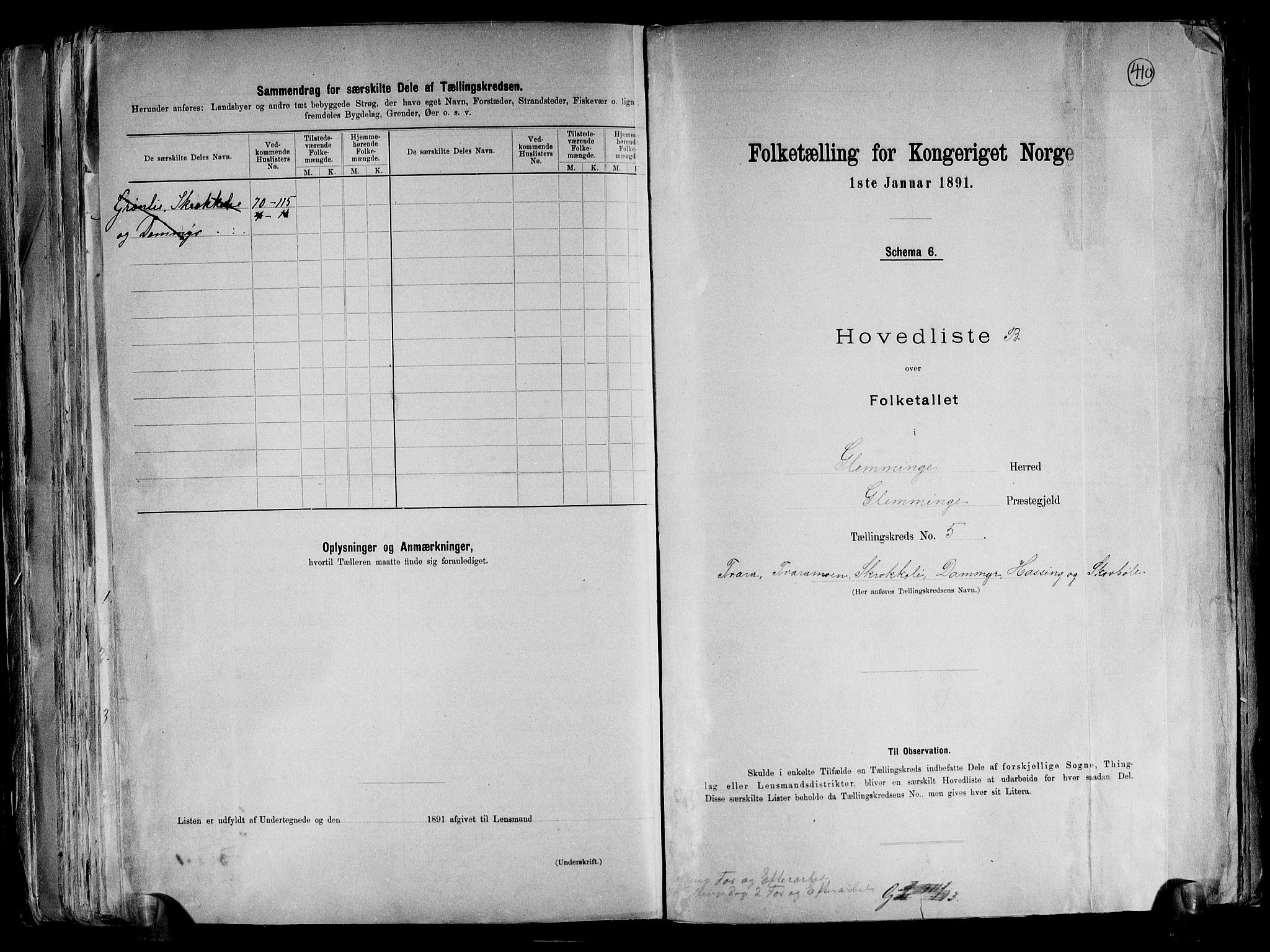 RA, 1891 census for 0132 Glemmen, 1891, p. 22