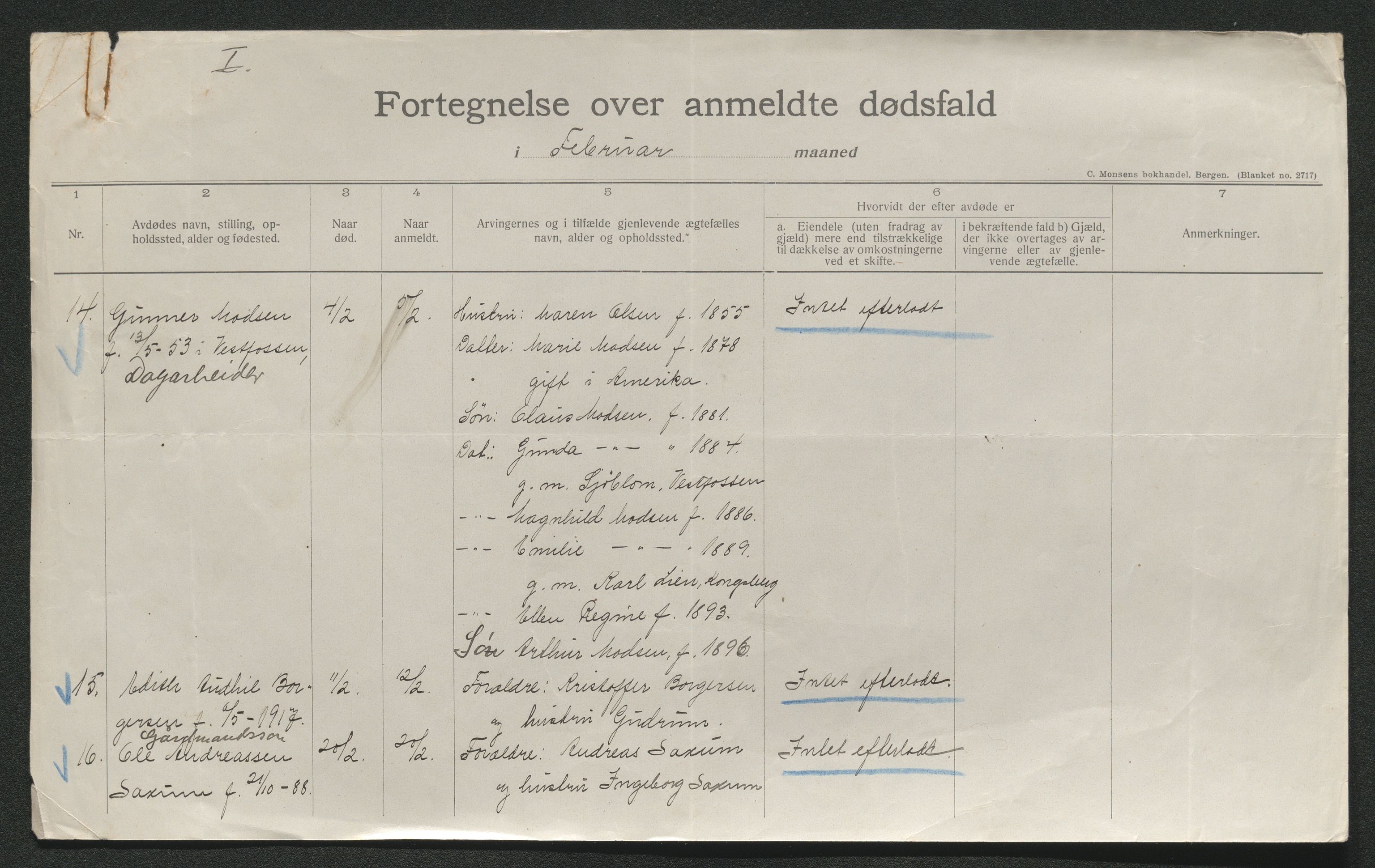 Eiker, Modum og Sigdal sorenskriveri, AV/SAKO-A-123/H/Ha/Hab/L0039: Dødsfallsmeldinger, 1918-1919, p. 411