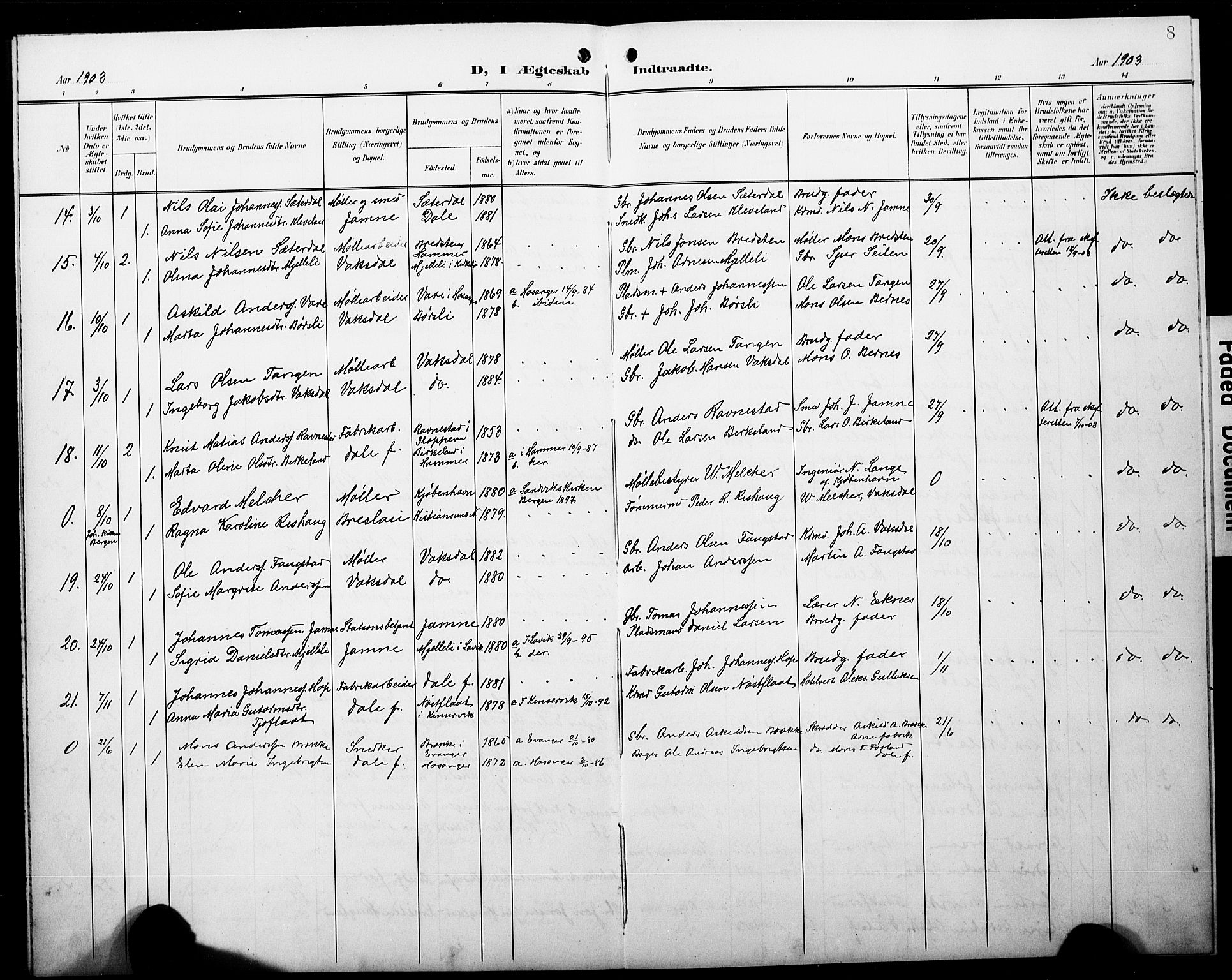 Bruvik Sokneprestembete, AV/SAB-A-74701/H/Hab: Parish register (copy) no. A 3, 1901-1928, p. 8