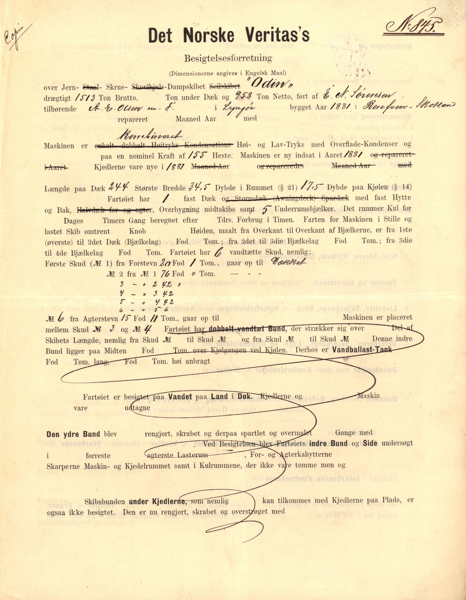 Pa 63 - Østlandske skibsassuranceforening, VEMU/A-1079/G/Ga/L0016/0006: Havaridokumenter / Insulan, Henrik Ibsen, Harmonia, Odin, Nornen, 1883, p. 51