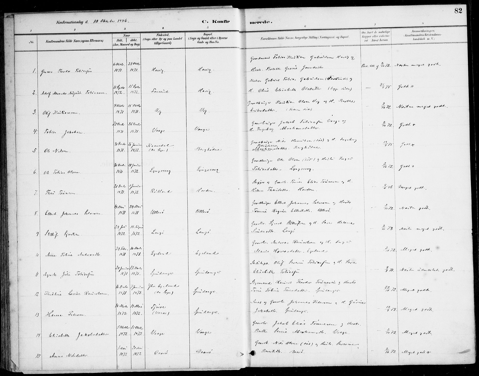 Herad sokneprestkontor, SAK/1111-0018/F/Fa/Fab/L0005: Parish register (official) no. A 5, 1886-1913, p. 82