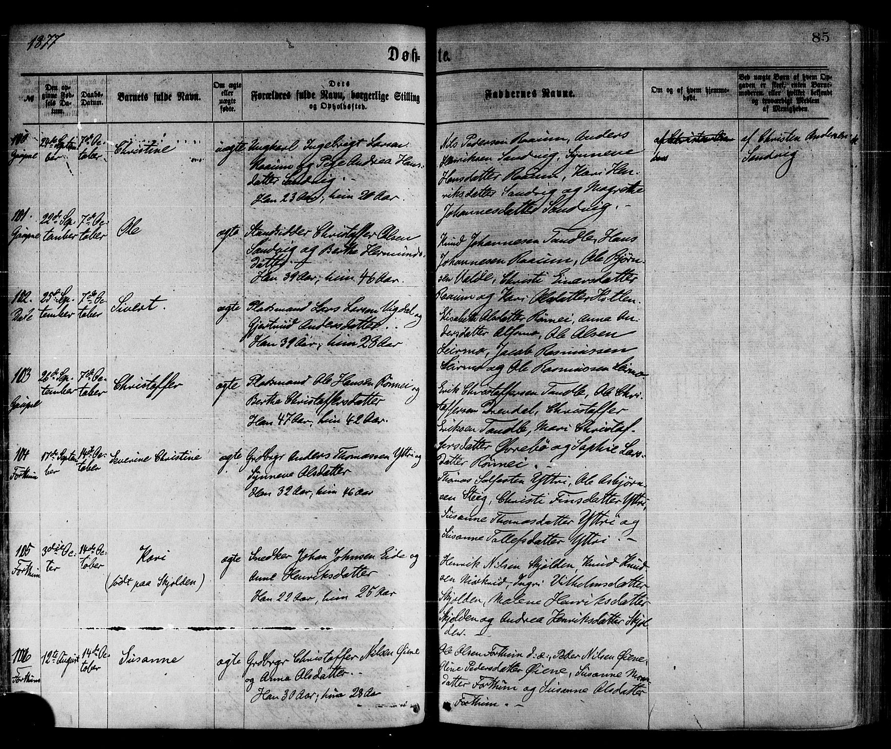 Luster sokneprestembete, AV/SAB-A-81101/H/Haa/Haaa/L0010: Parish register (official) no. A 10, 1871-1886, p. 85