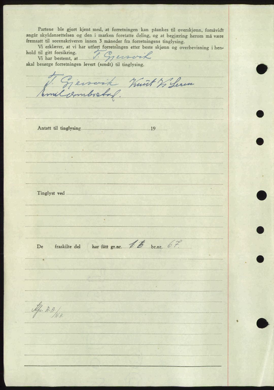 Nordmøre sorenskriveri, AV/SAT-A-4132/1/2/2Ca: Mortgage book no. A103, 1946-1947, Diary no: : 2141/1946