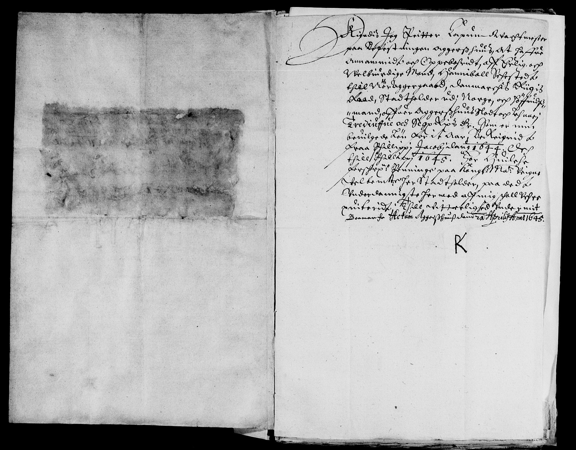 Rentekammeret inntil 1814, Reviderte regnskaper, Lensregnskaper, AV/RA-EA-5023/R/Rb/Rba/L0180: Akershus len, 1644-1645