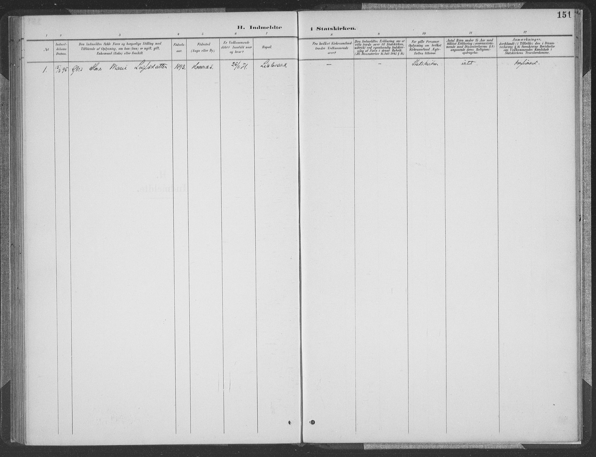 Herefoss sokneprestkontor, AV/SAK-1111-0019/F/Fa/Fab/L0004: Parish register (official) no. A 4, 1887-1909, p. 151