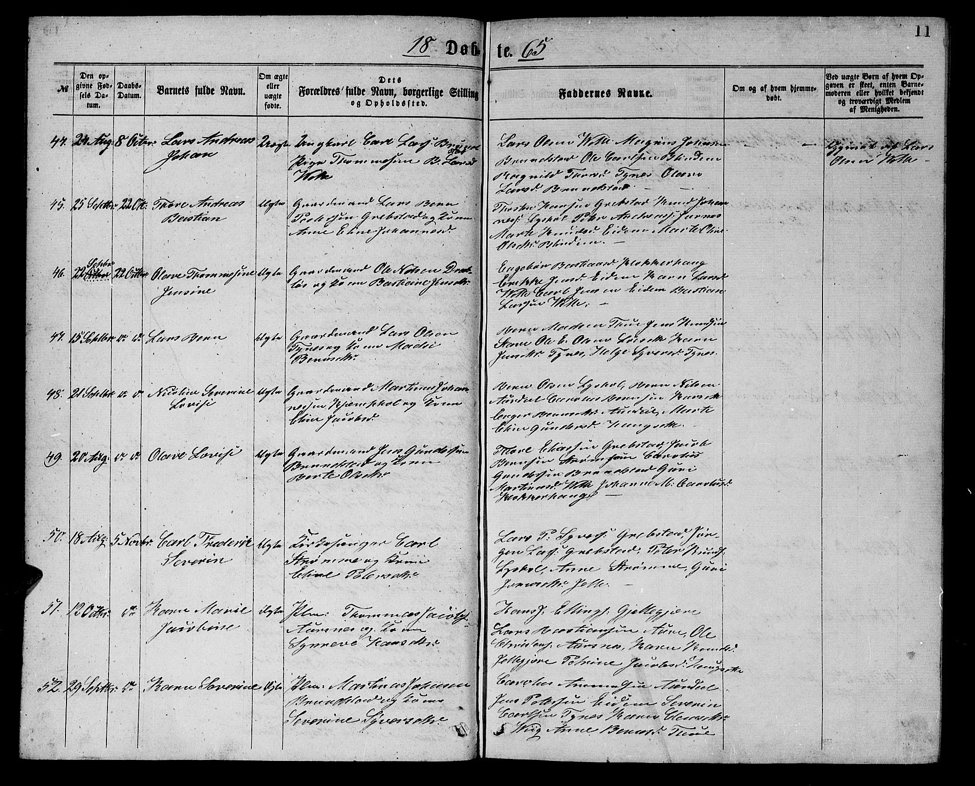 Ministerialprotokoller, klokkerbøker og fødselsregistre - Møre og Romsdal, AV/SAT-A-1454/523/L0338: Parish register (copy) no. 523C01, 1865-1877, p. 11