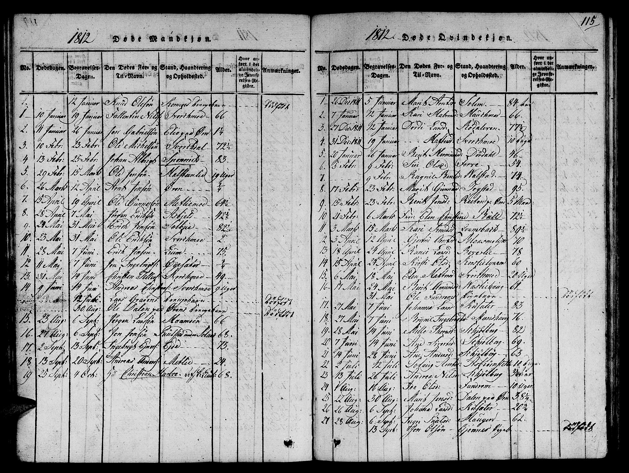 Ministerialprotokoller, klokkerbøker og fødselsregistre - Sør-Trøndelag, SAT/A-1456/668/L0803: Parish register (official) no. 668A03, 1800-1826, p. 115