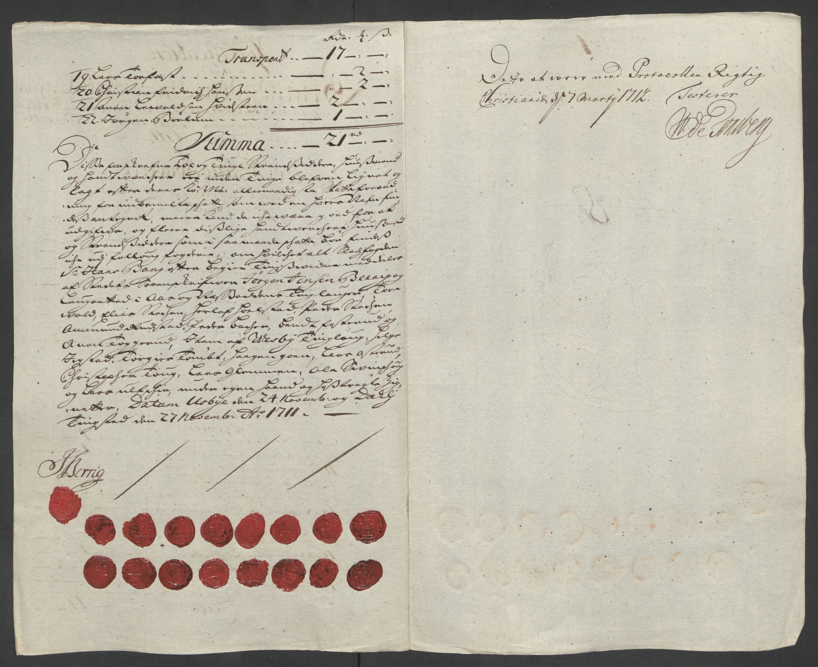 Rentekammeret inntil 1814, Reviderte regnskaper, Fogderegnskap, AV/RA-EA-4092/R10/L0448: Fogderegnskap Aker og Follo, 1710-1711, p. 224