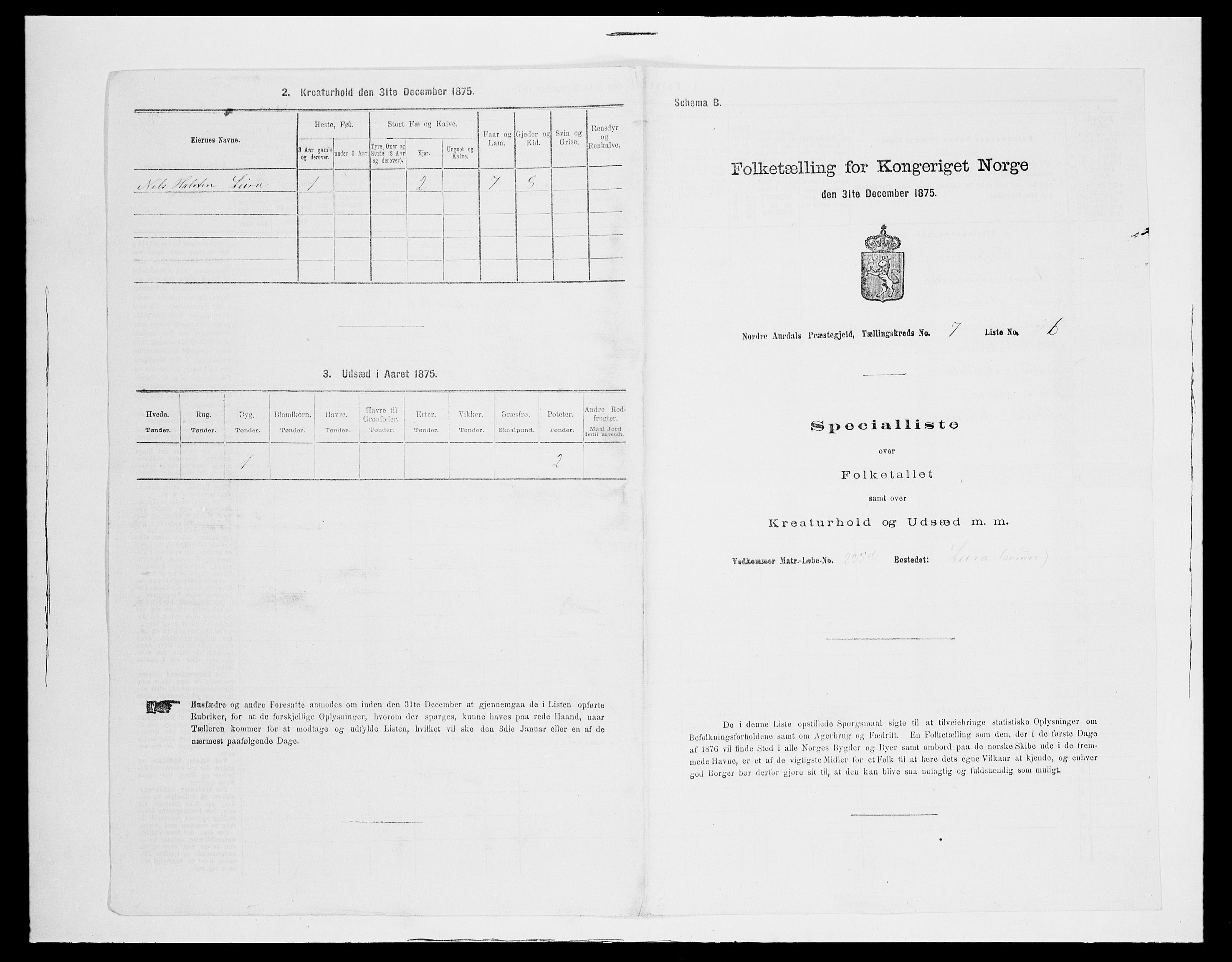 SAH, 1875 census for 0542P Nord-Aurdal, 1875, p. 1235