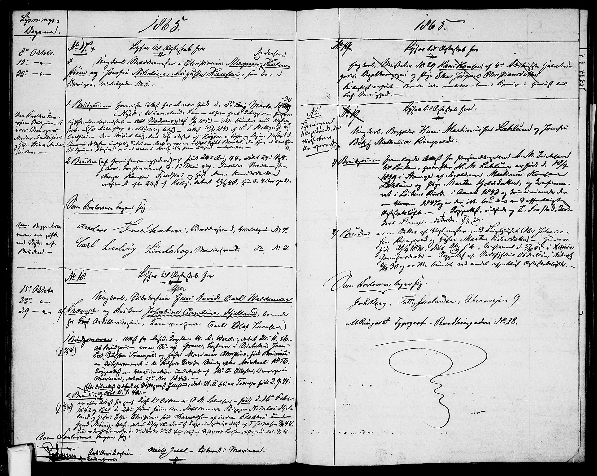 Garnisonsmenigheten Kirkebøker, AV/SAO-A-10846/H/Ha/L0006: Banns register no. I 6, 1856-1872