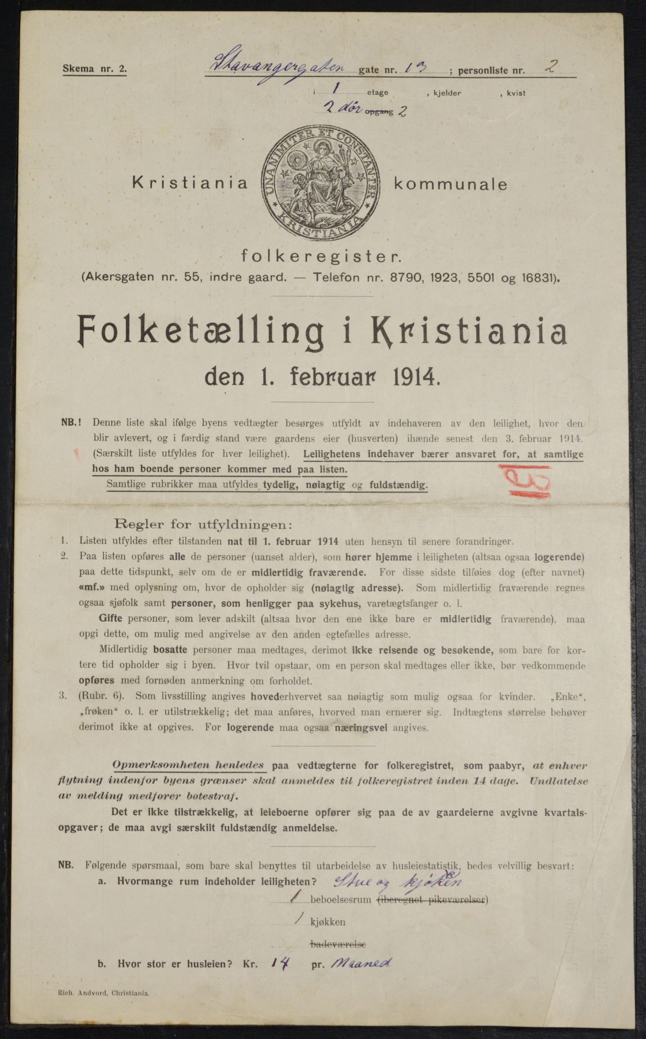 OBA, Municipal Census 1914 for Kristiania, 1914, p. 100793