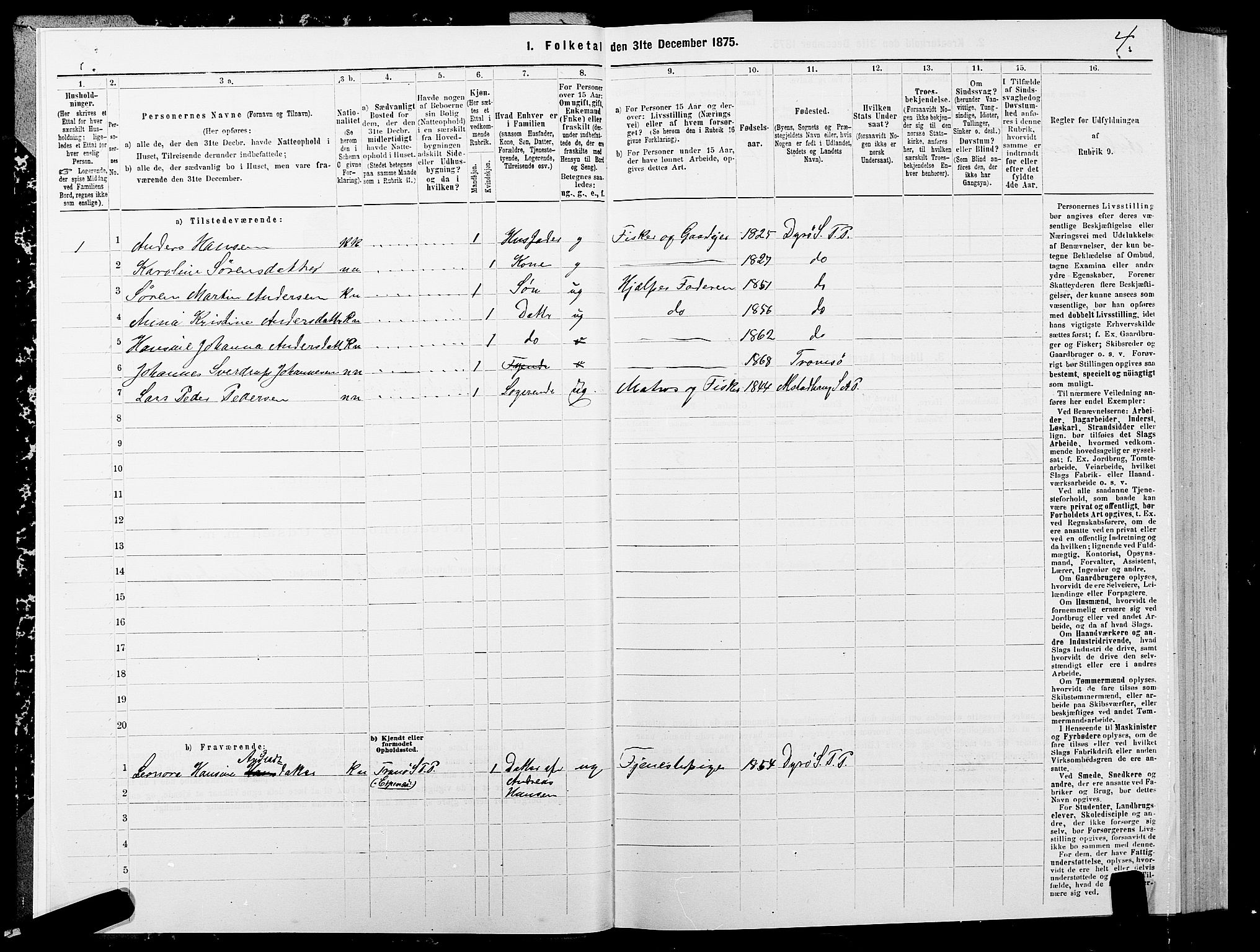 SATØ, 1875 census for 1927P Tranøy, 1875, p. 3004