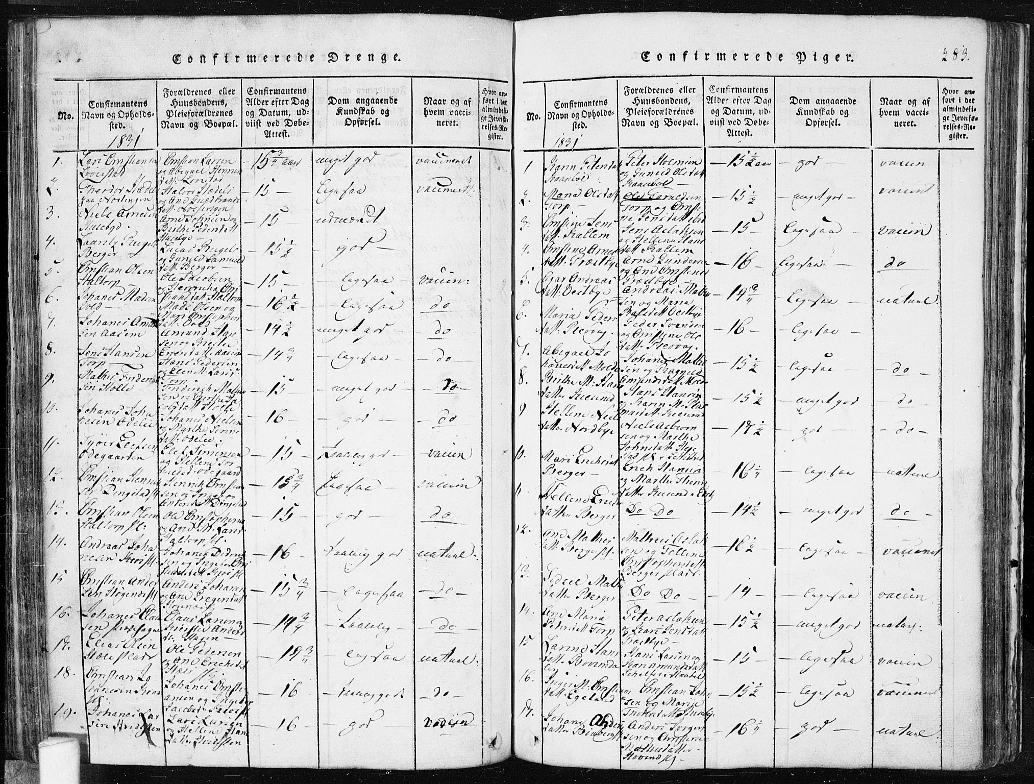 Spydeberg prestekontor Kirkebøker, AV/SAO-A-10924/F/Fa/L0004: Parish register (official) no. I 4, 1814-1841, p. 283