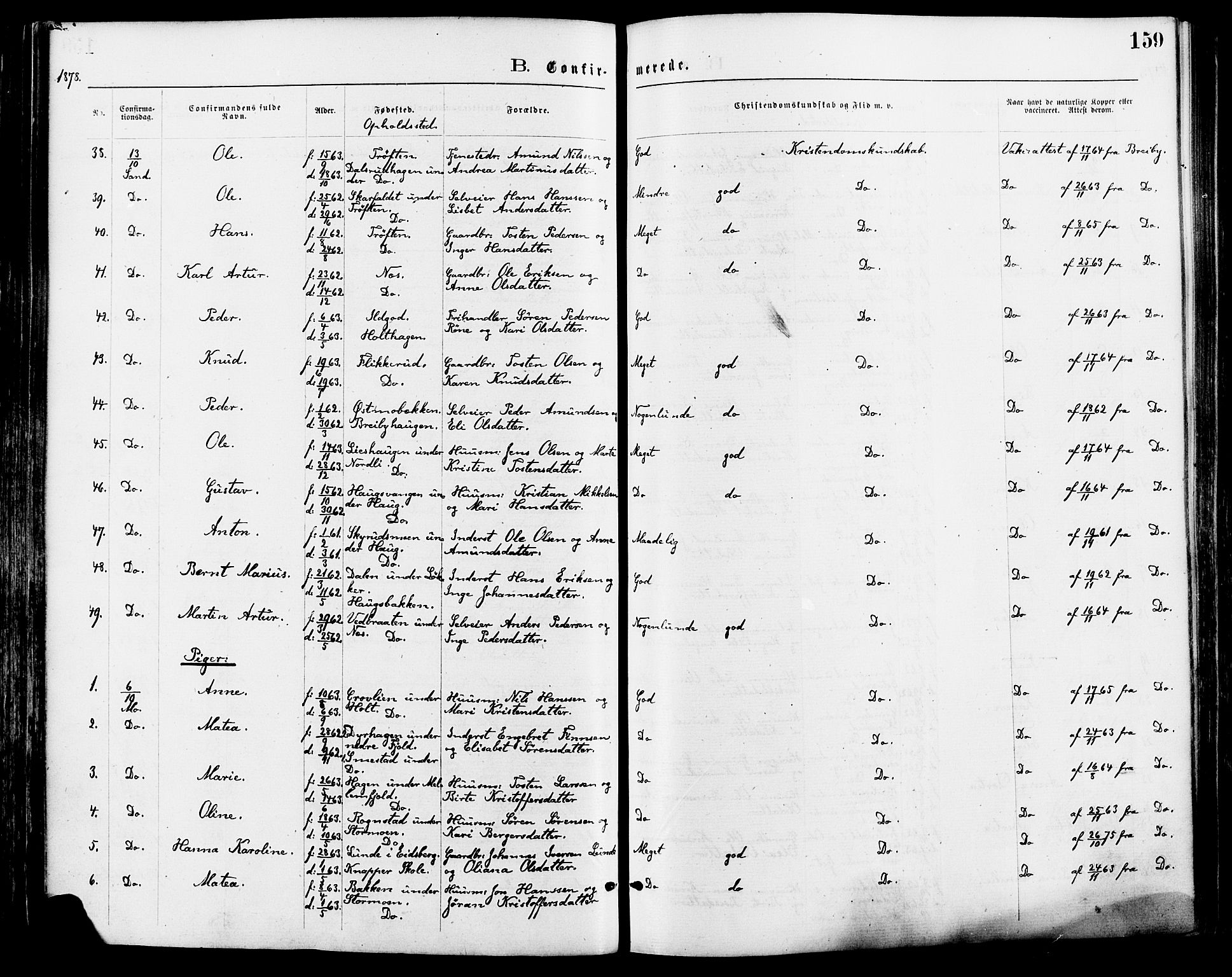 Nord-Odal prestekontor, AV/SAH-PREST-032/H/Ha/Haa/L0005: Parish register (official) no. 5, 1874-1885, p. 159