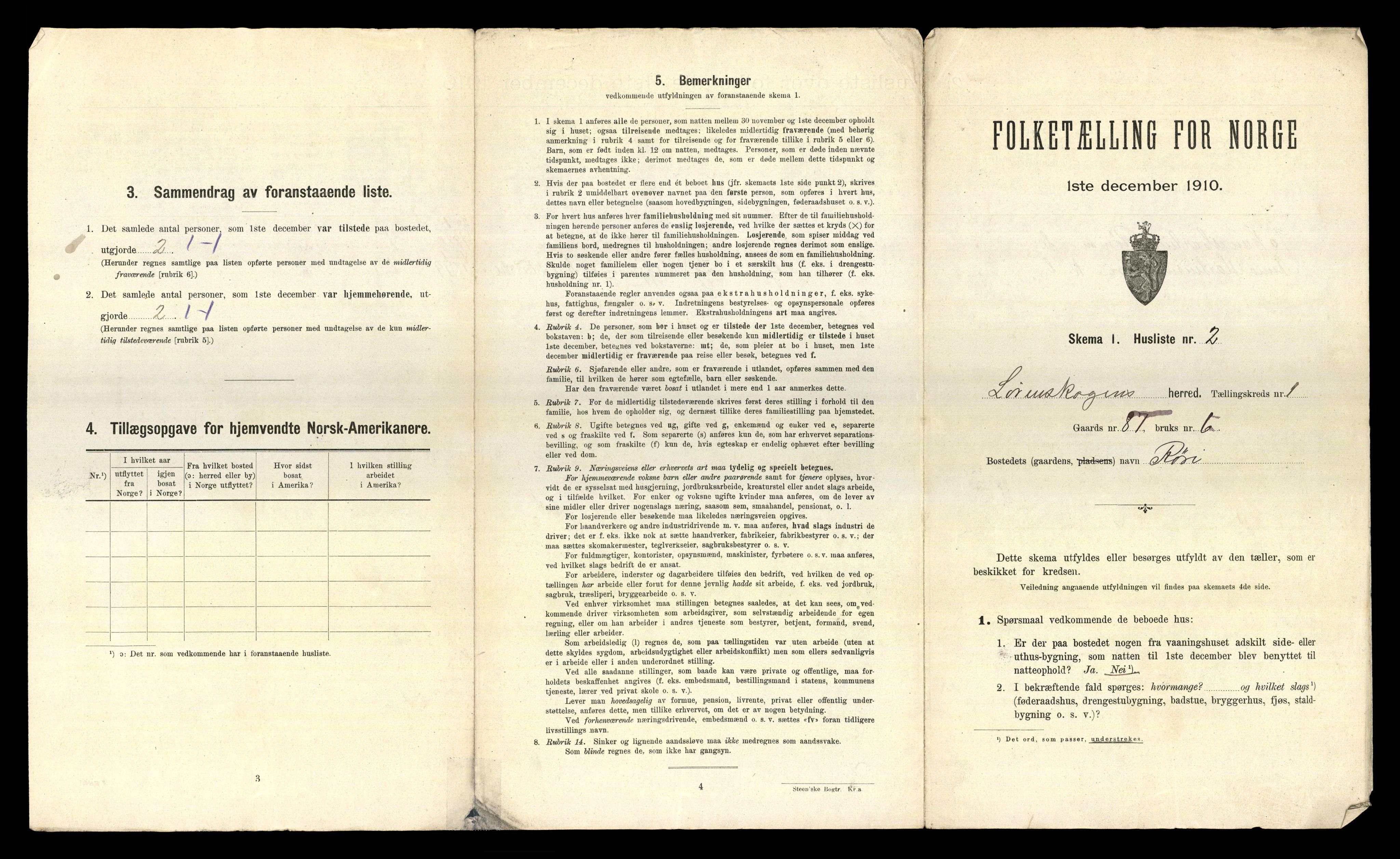 RA, 1910 census for Lørenskog, 1910, p. 20