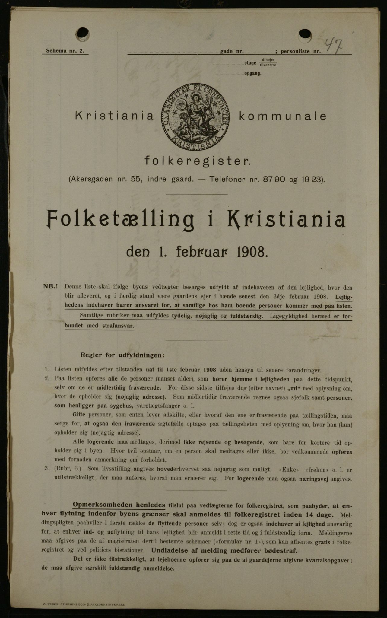 OBA, Municipal Census 1908 for Kristiania, 1908, p. 1991