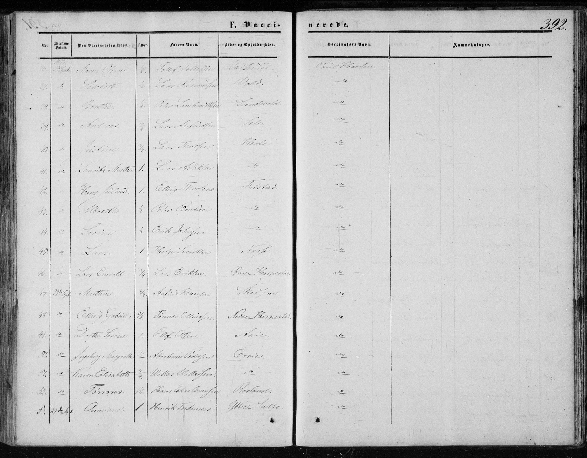 Klepp sokneprestkontor, AV/SAST-A-101803/001/3/30BA/L0005: Parish register (official) no. A 5, 1853-1870, p. 392