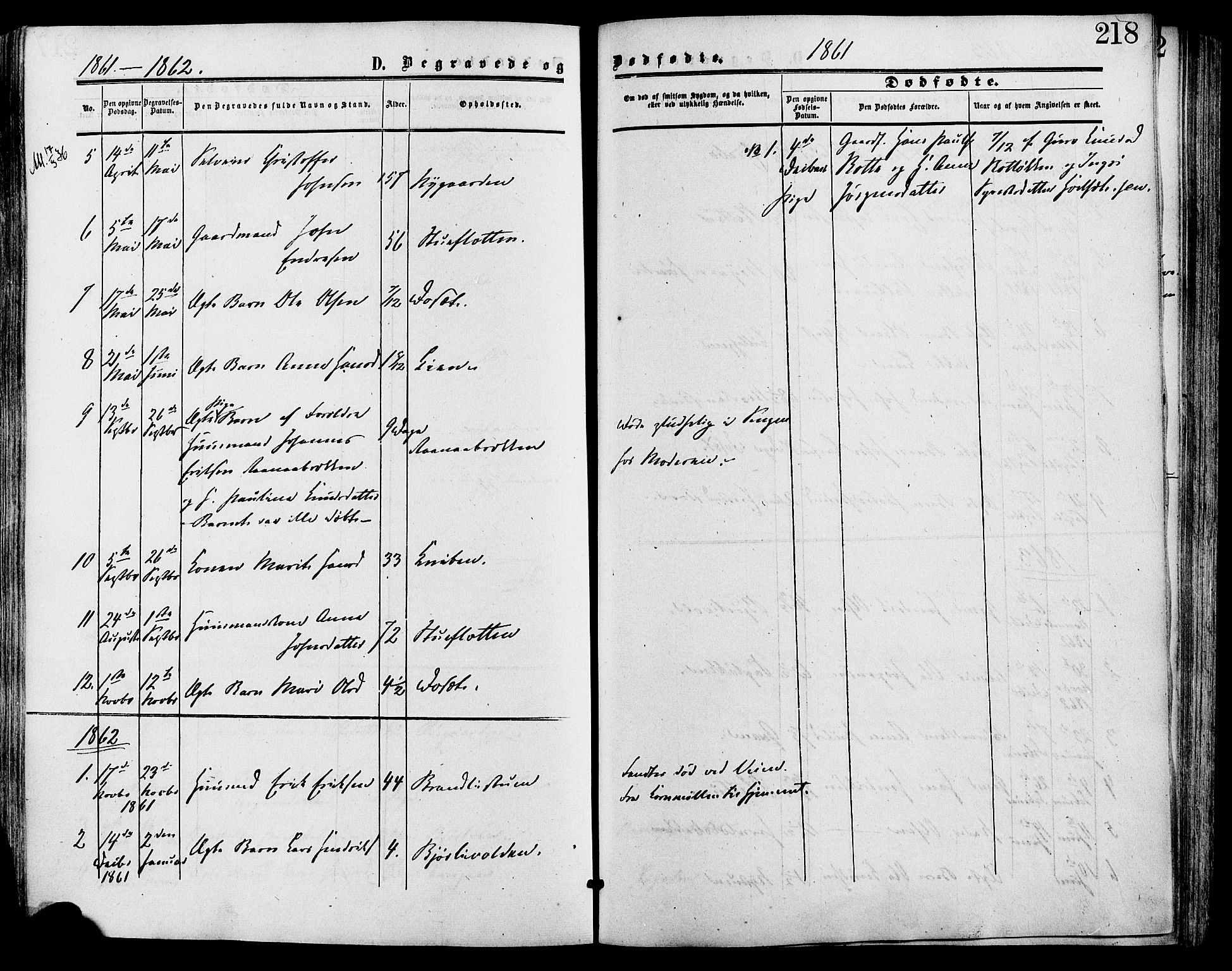 Lesja prestekontor, SAH/PREST-068/H/Ha/Haa/L0009: Parish register (official) no. 9, 1854-1889, p. 218