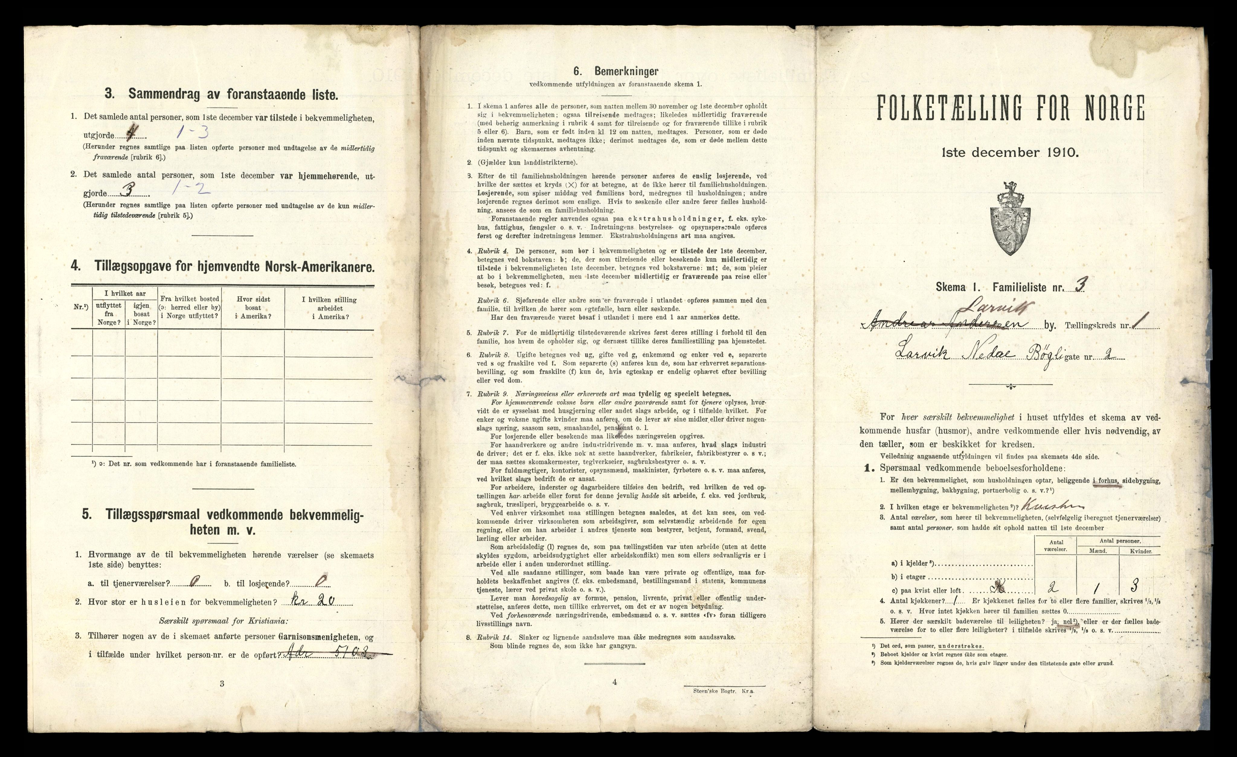 RA, 1910 census for Larvik, 1910, p. 81