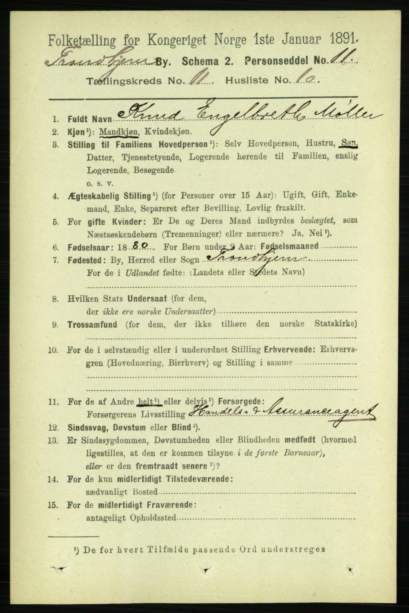 RA, 1891 census for 1601 Trondheim, 1891, p. 9315