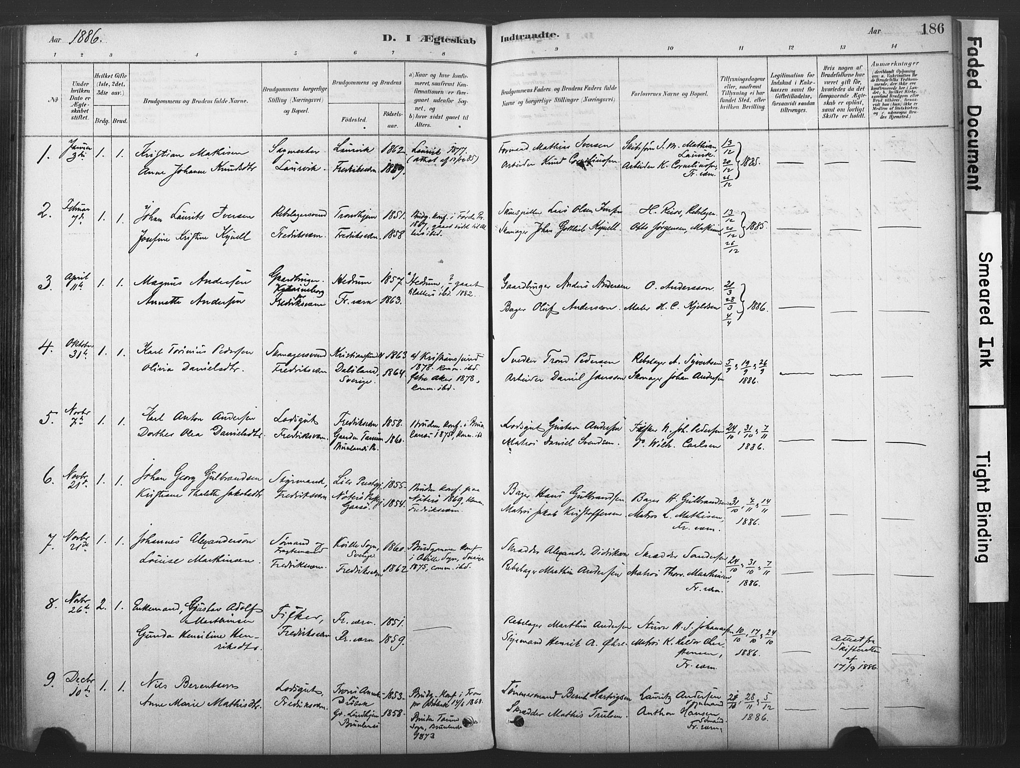 Stavern kirkebøker, SAKO/A-318/F/Fa/L0008: Parish register (official) no. 8, 1878-1905, p. 186
