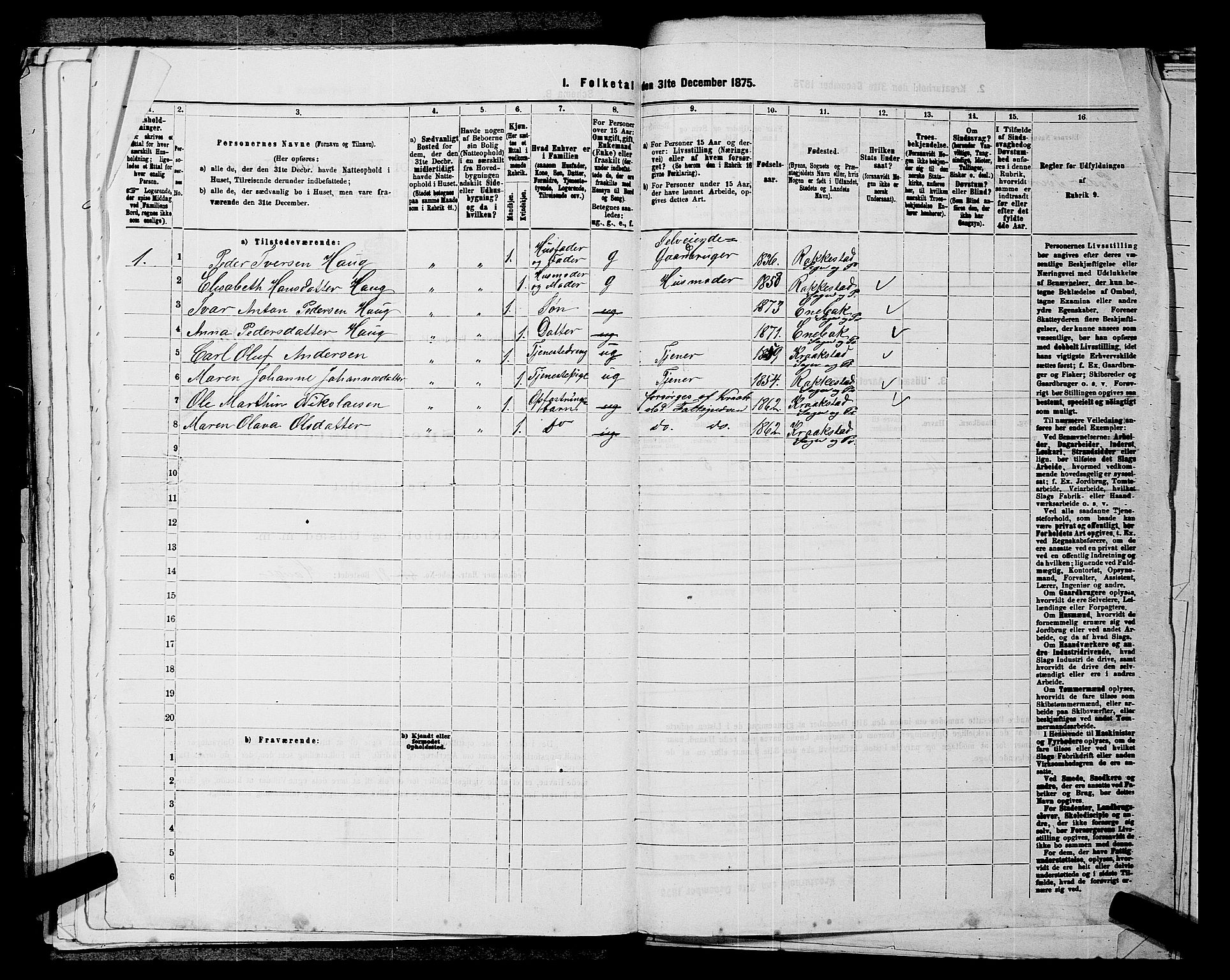 RA, 1875 census for 0212P Kråkstad, 1875, p. 805