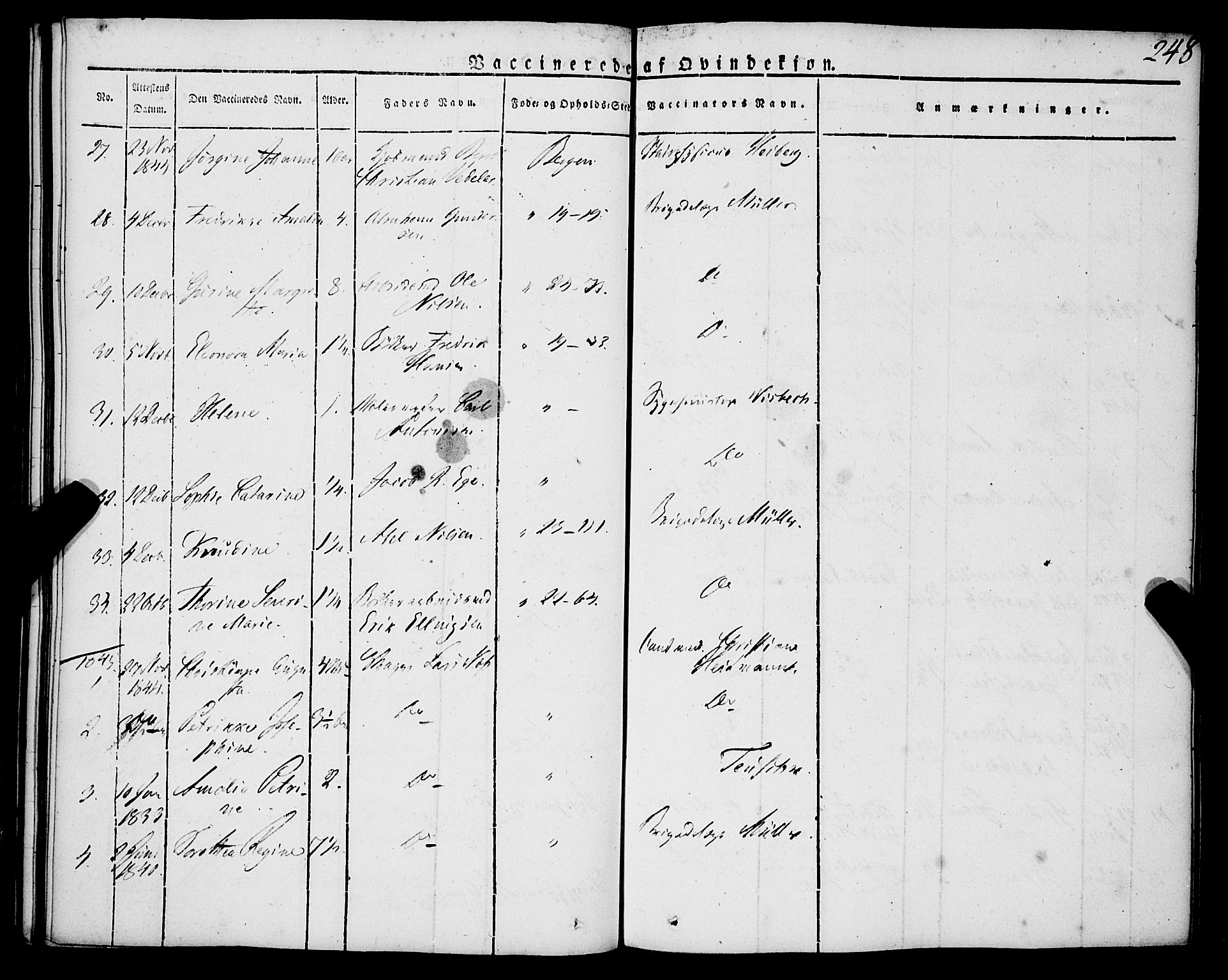 Korskirken sokneprestembete, SAB/A-76101/H/Haa/L0050: Parish register (official) no. F 1, 1821-1869, p. 248