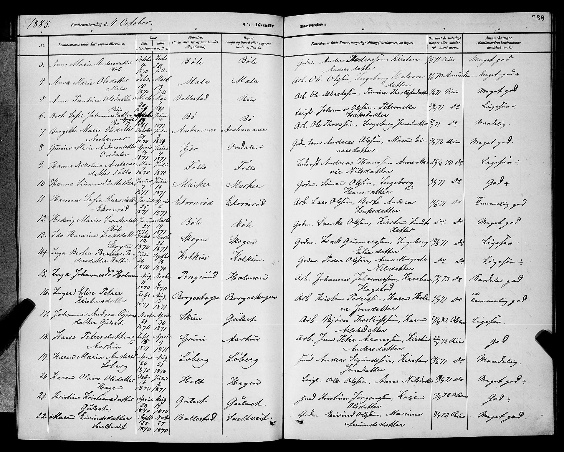 Gjerpen kirkebøker, SAKO/A-265/G/Ga/L0002: Parish register (copy) no. I 2, 1883-1900, p. 238