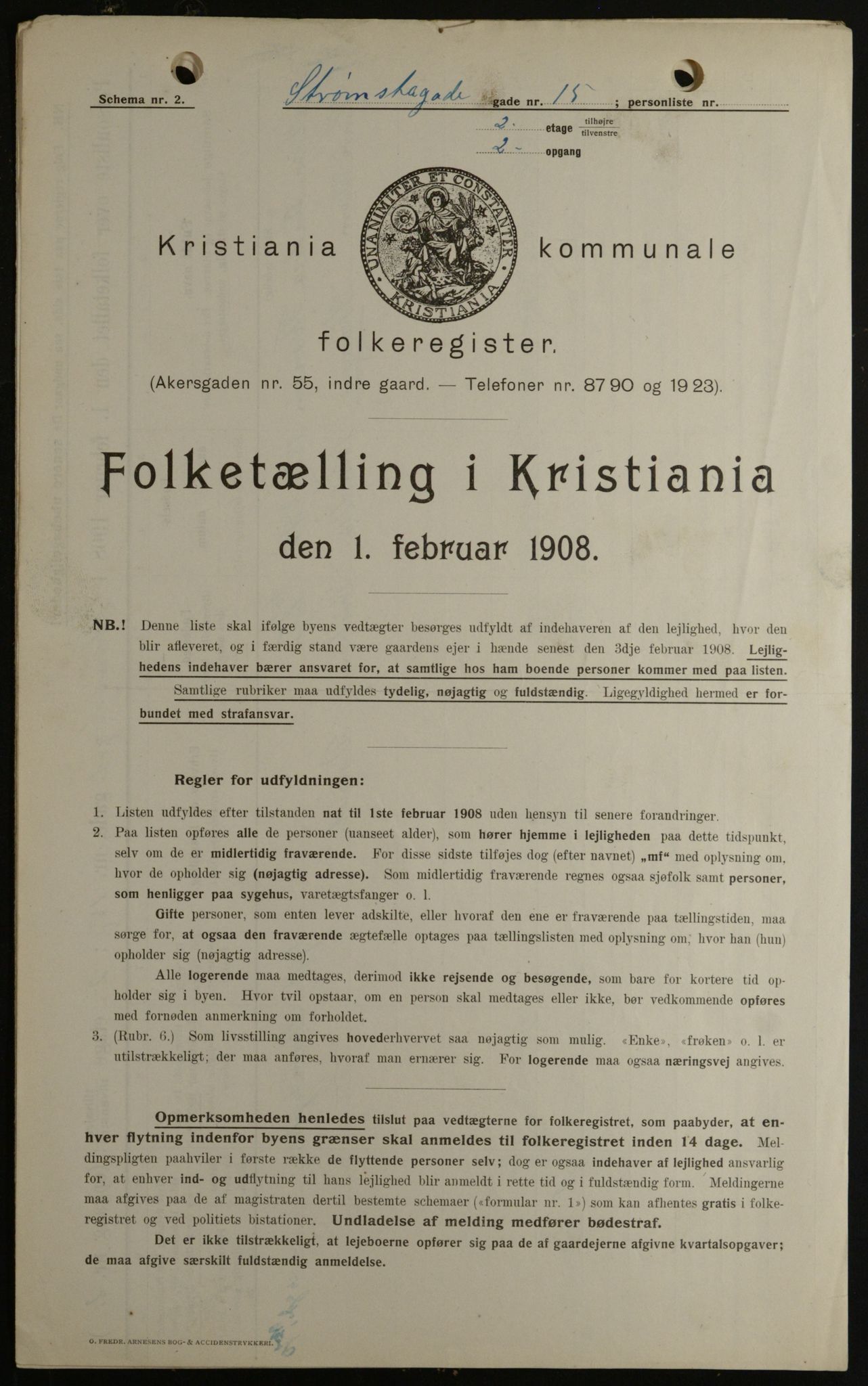 OBA, Municipal Census 1908 for Kristiania, 1908, p. 93463