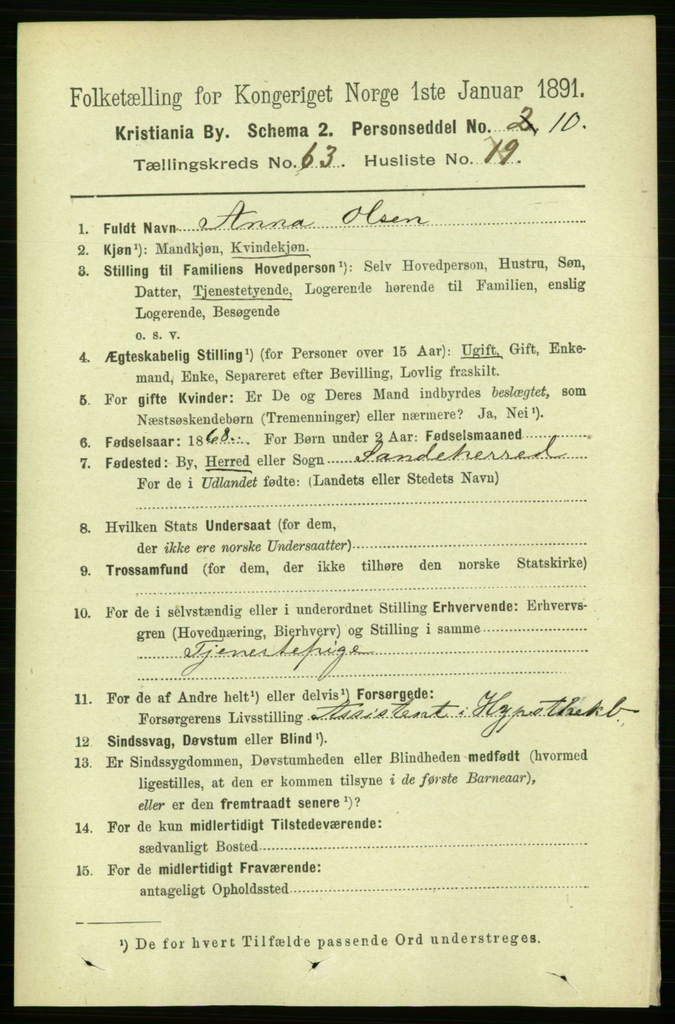RA, 1891 census for 0301 Kristiania, 1891, p. 34049