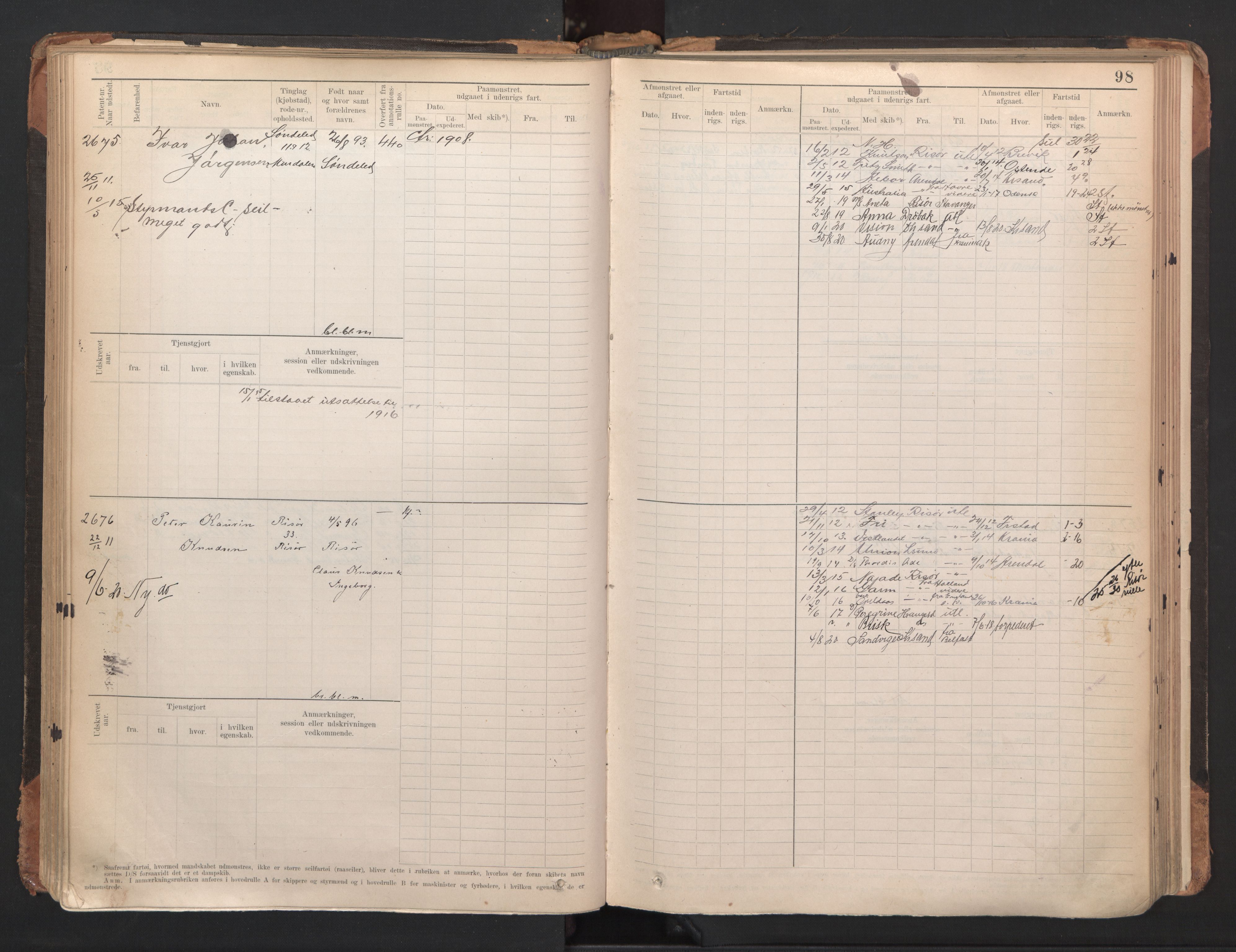 Risør mønstringskrets, AV/SAK-2031-0010/F/Fb/L0005: Hovedrulle A nr 2485-3065, Q-5, 1904-1948, p. 102