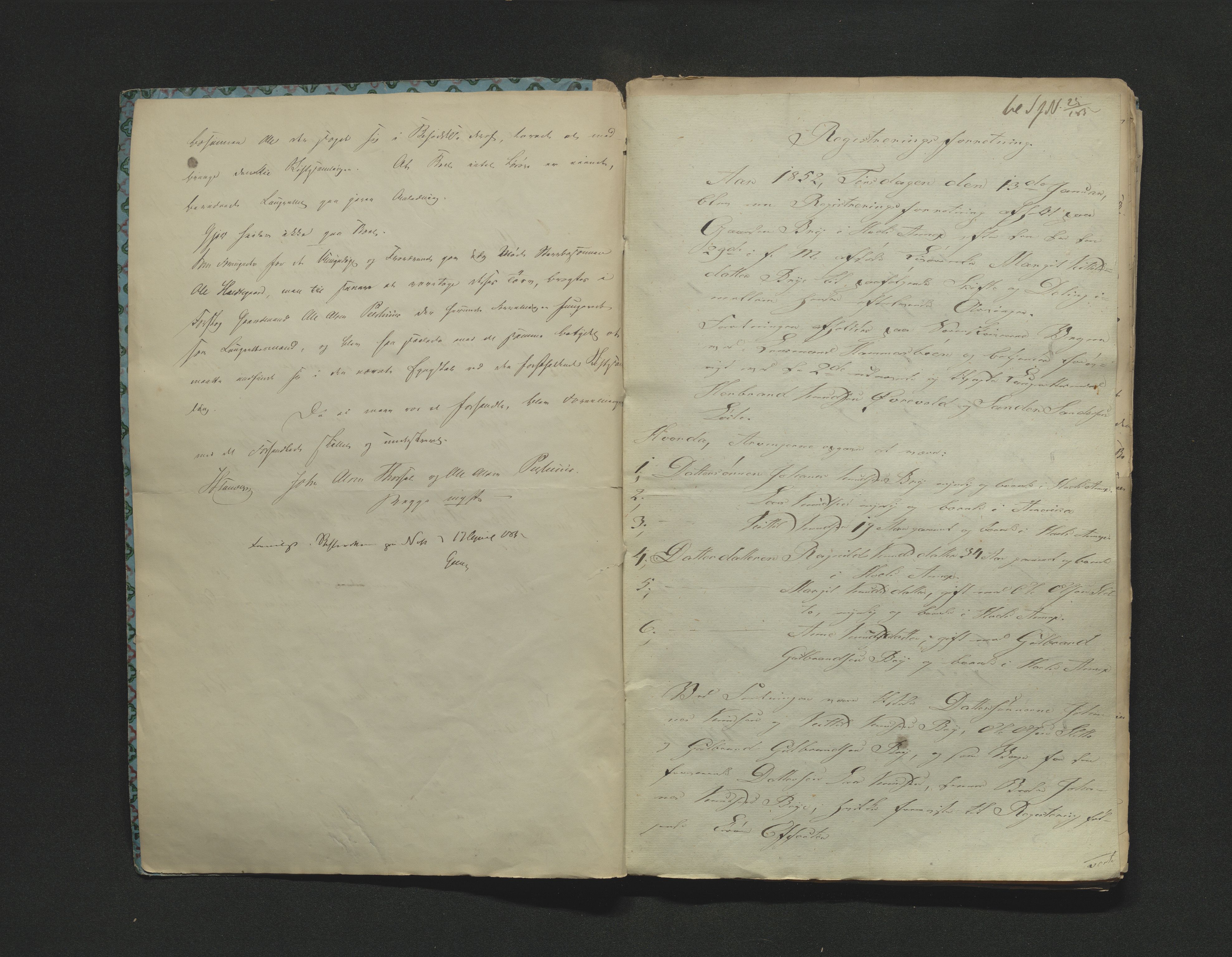 Hallingdal sorenskriveri, SAKO/A-121/H/Hb/Hbb/Hbba/L0024: Skifteregistreringsprotokoll, Sorenskriveriet, 1852