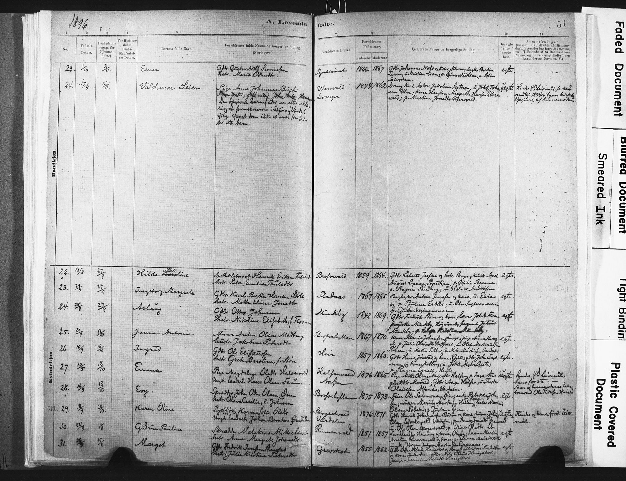 Ministerialprotokoller, klokkerbøker og fødselsregistre - Nord-Trøndelag, SAT/A-1458/721/L0207: Parish register (official) no. 721A02, 1880-1911, p. 51