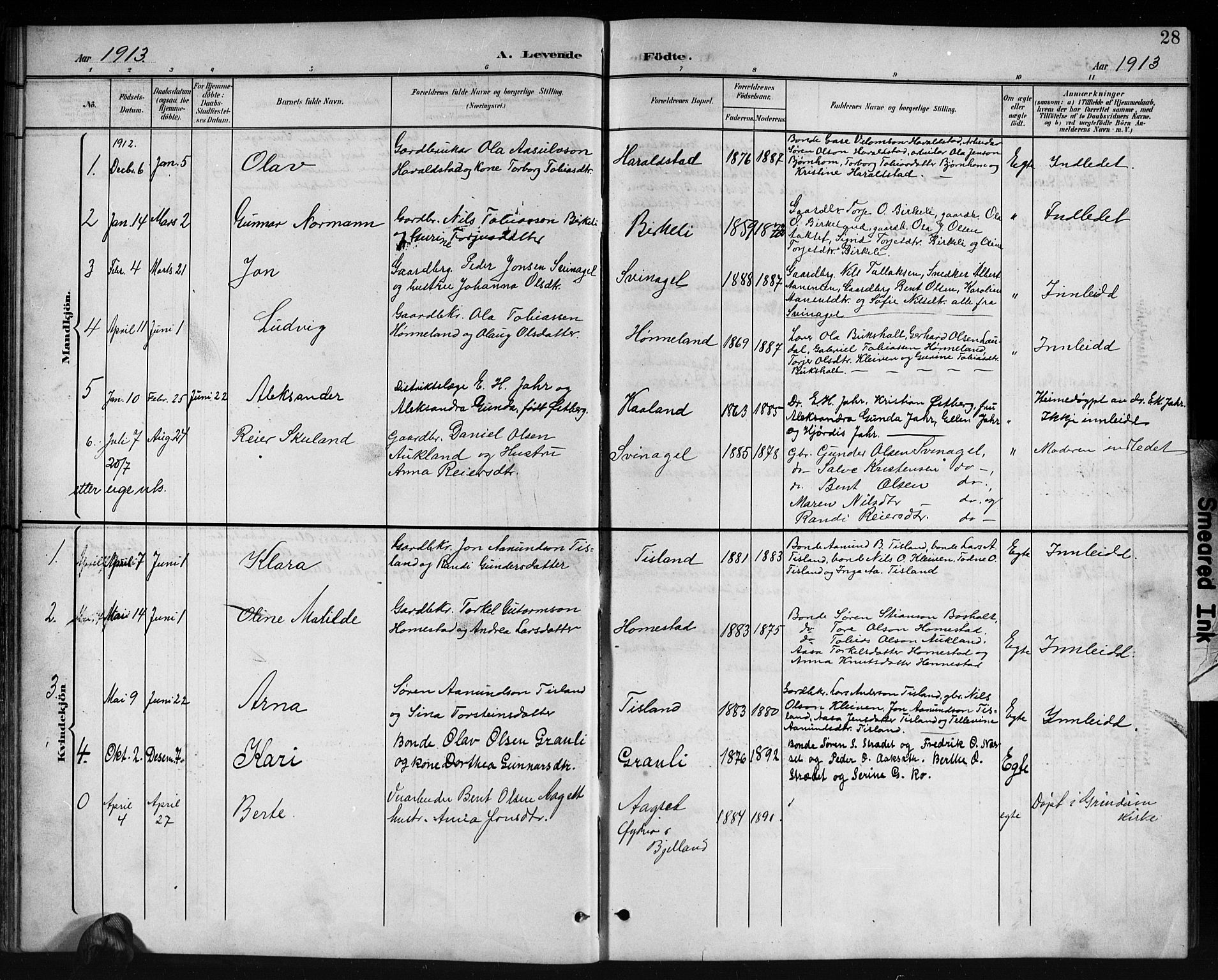 Holum sokneprestkontor, SAK/1111-0022/F/Fb/Fbb/L0004: Parish register (copy) no. B 4, 1899-1920, p. 28