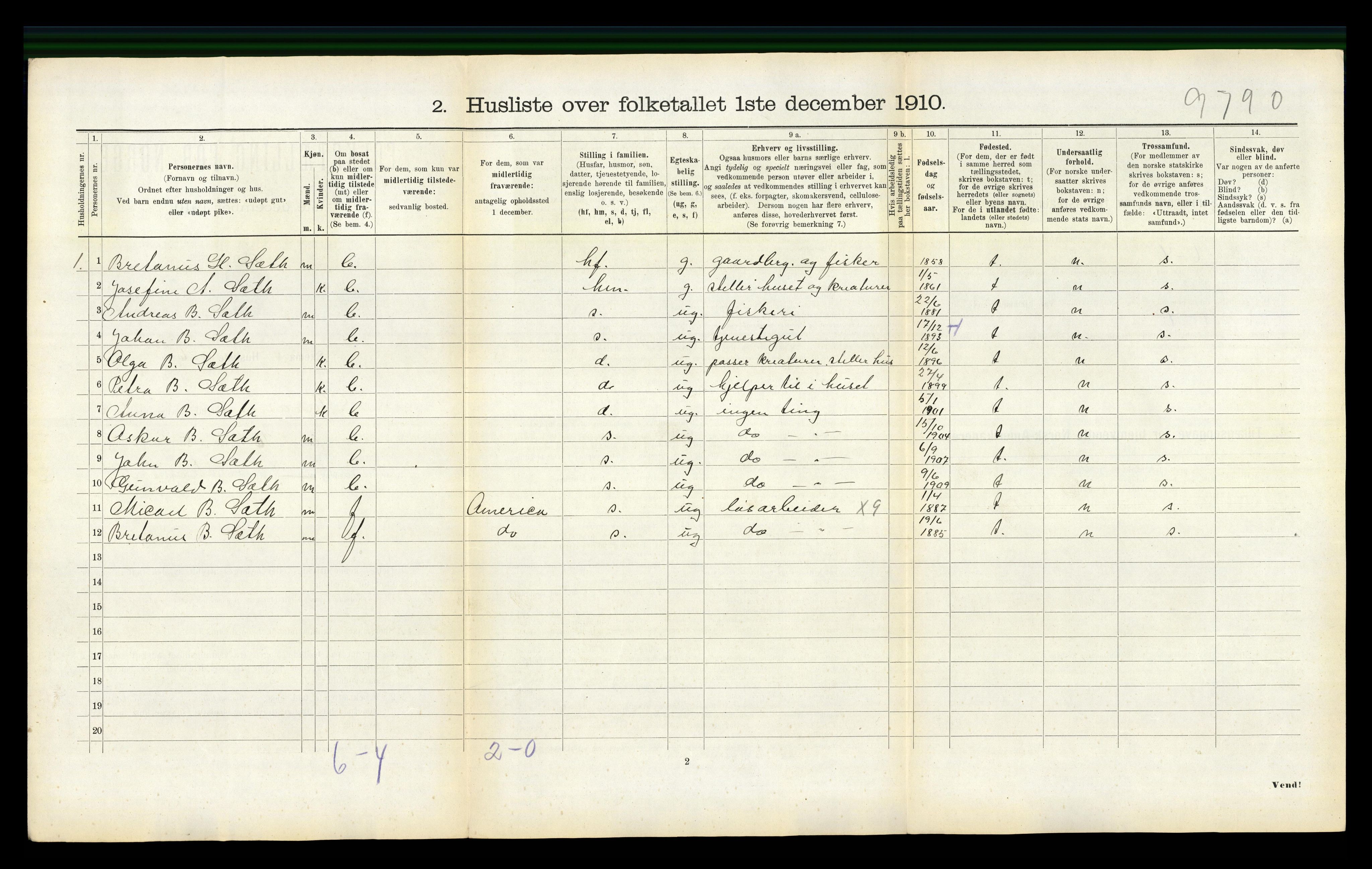 RA, 1910 census for Haram, 1910, p. 482