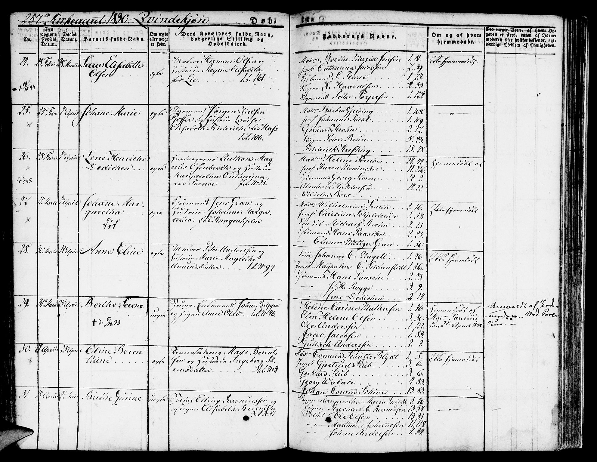 Nykirken Sokneprestembete, AV/SAB-A-77101/H/Hab: Parish register (copy) no. A 5I, 1821-1841, p. 257