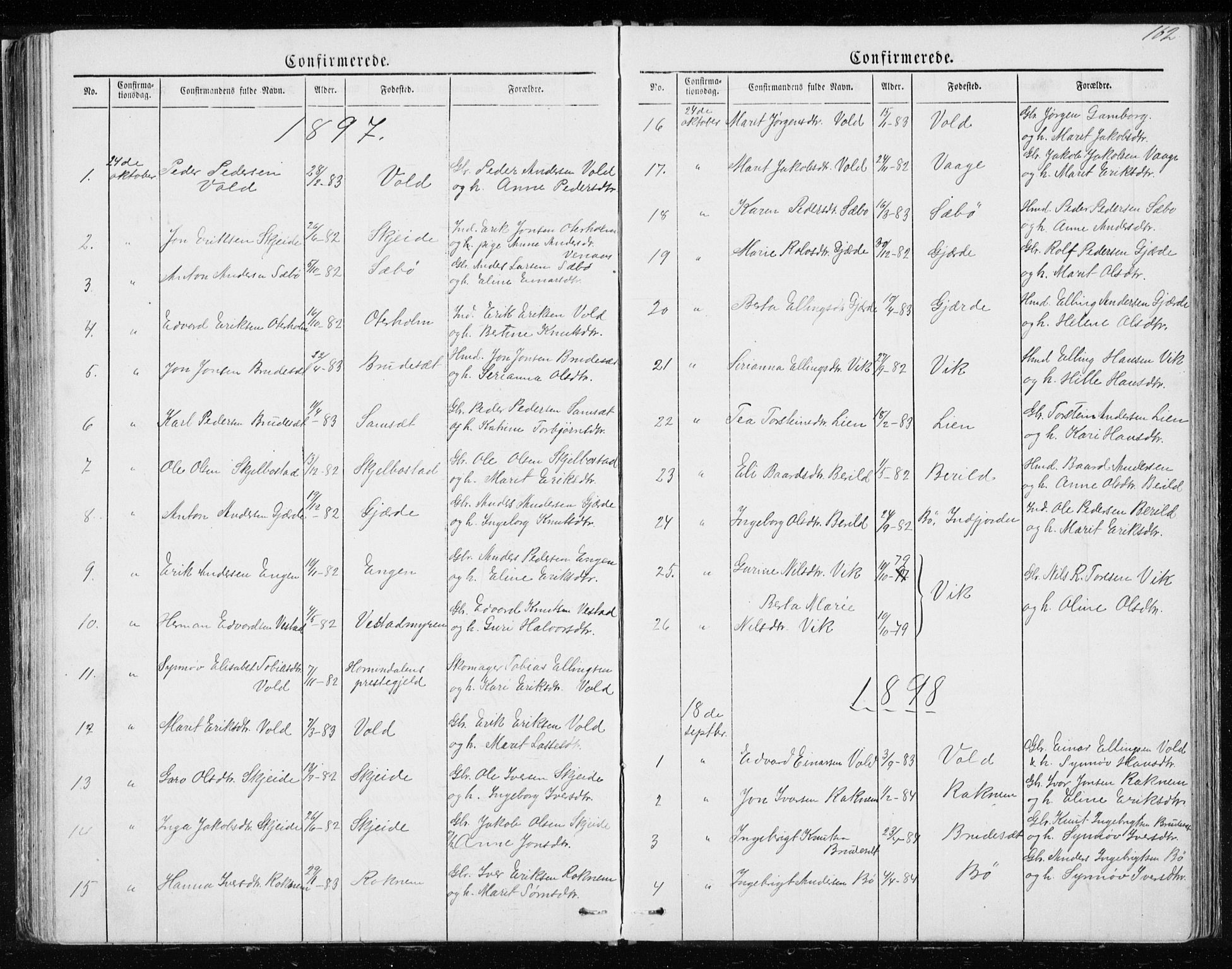 Ministerialprotokoller, klokkerbøker og fødselsregistre - Møre og Romsdal, SAT/A-1454/543/L0564: Parish register (copy) no. 543C02, 1867-1915, p. 162