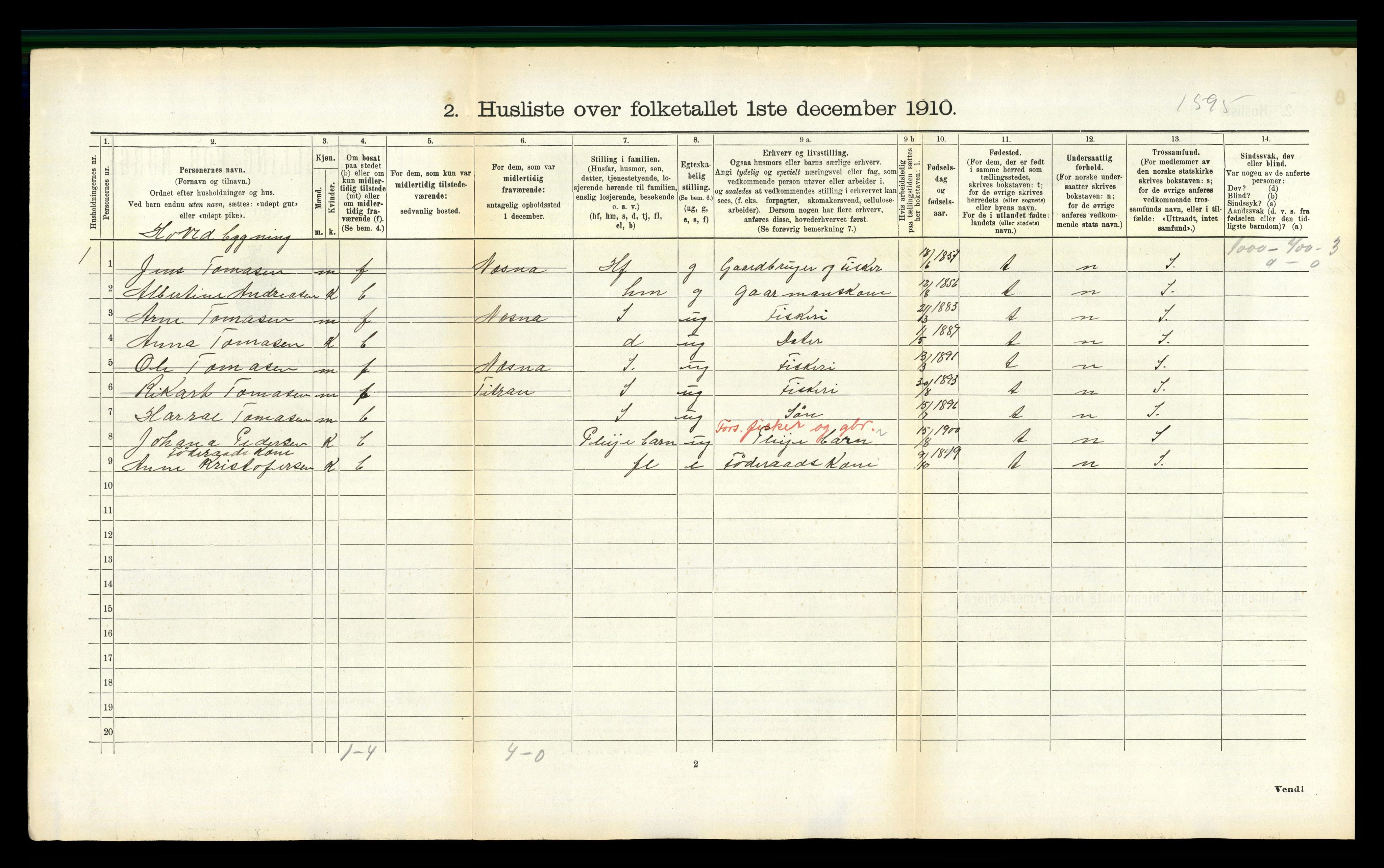 RA, 1910 census for Gildeskål, 1910, p. 276