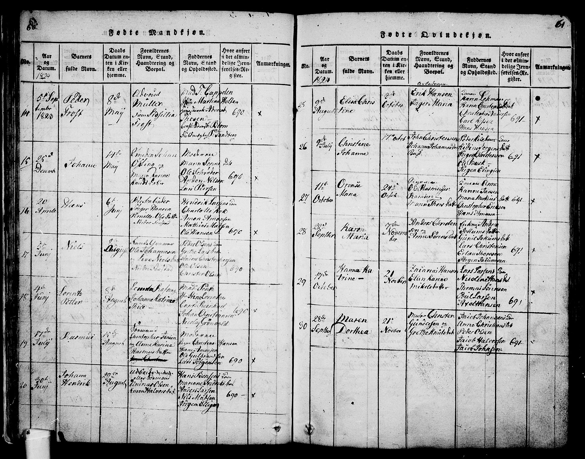 Holmestrand kirkebøker, AV/SAKO-A-346/G/Ga/L0001: Parish register (copy) no. 1, 1814-1848, p. 60-61