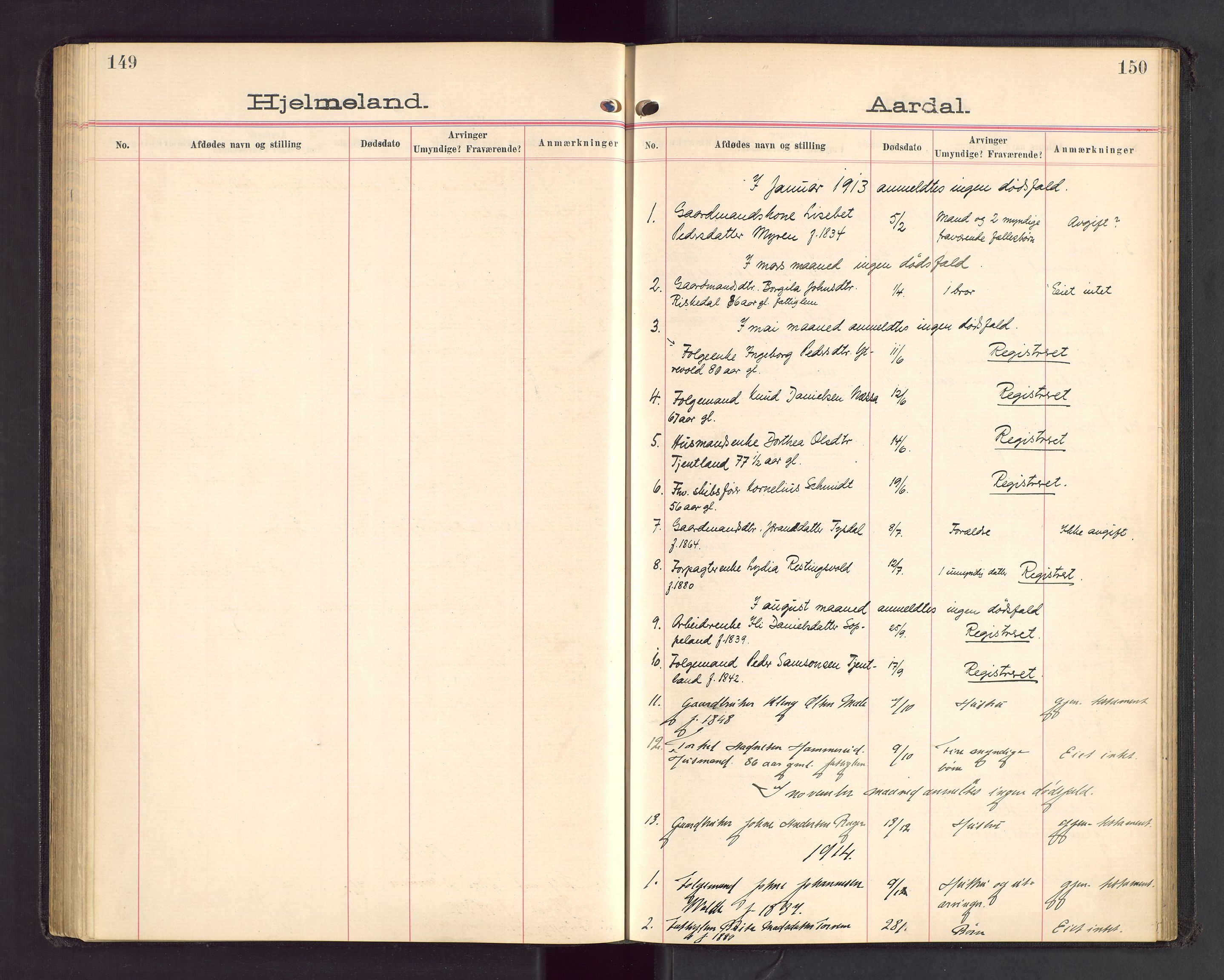 Ryfylke tingrett, SAST/A-100055/001/IV/IVA/L0003: Dødsfallsprotokoll, 1913-1919, p. 149-150