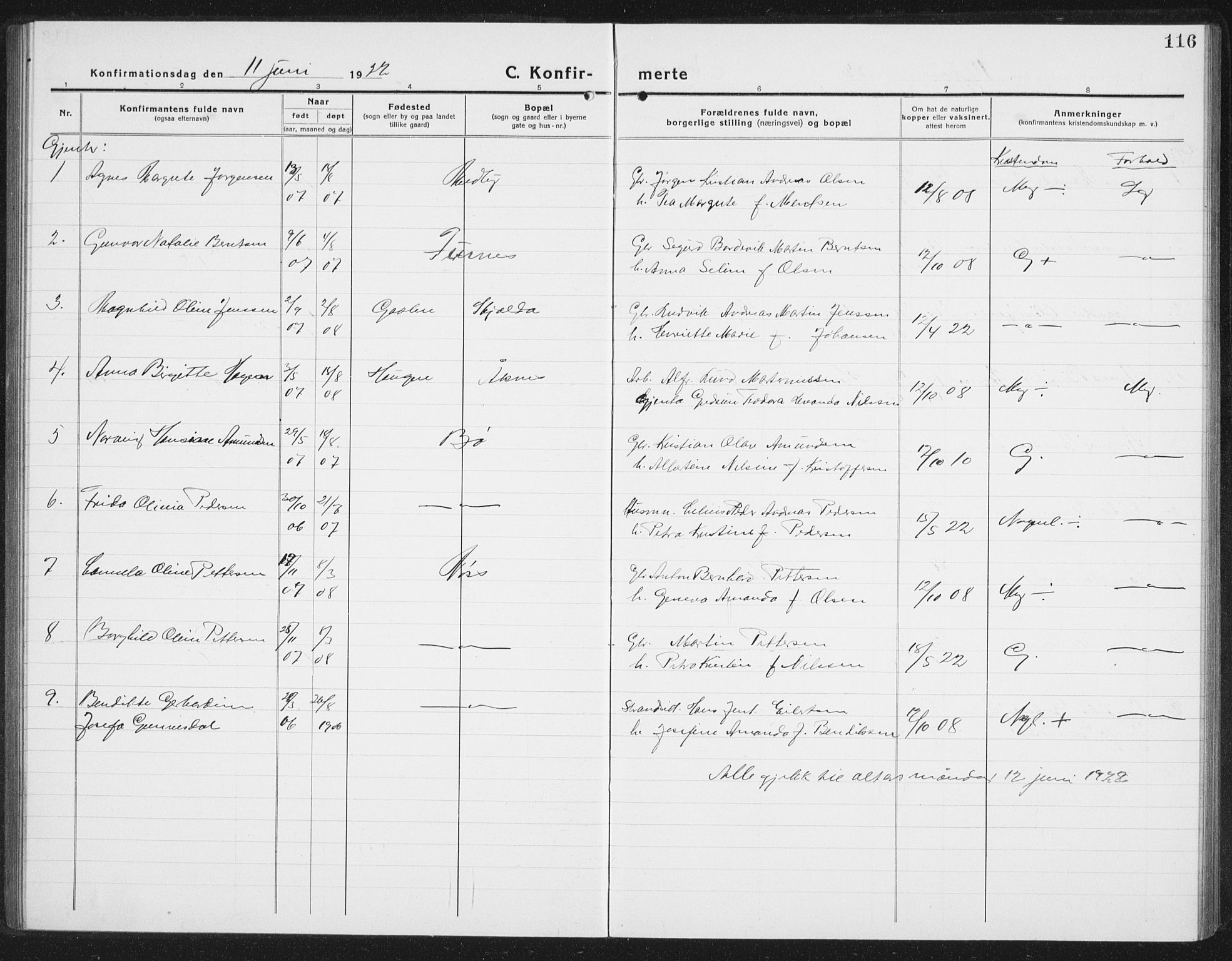 Ministerialprotokoller, klokkerbøker og fødselsregistre - Nordland, AV/SAT-A-1459/898/L1428: Parish register (copy) no. 898C03, 1918-1938, p. 116