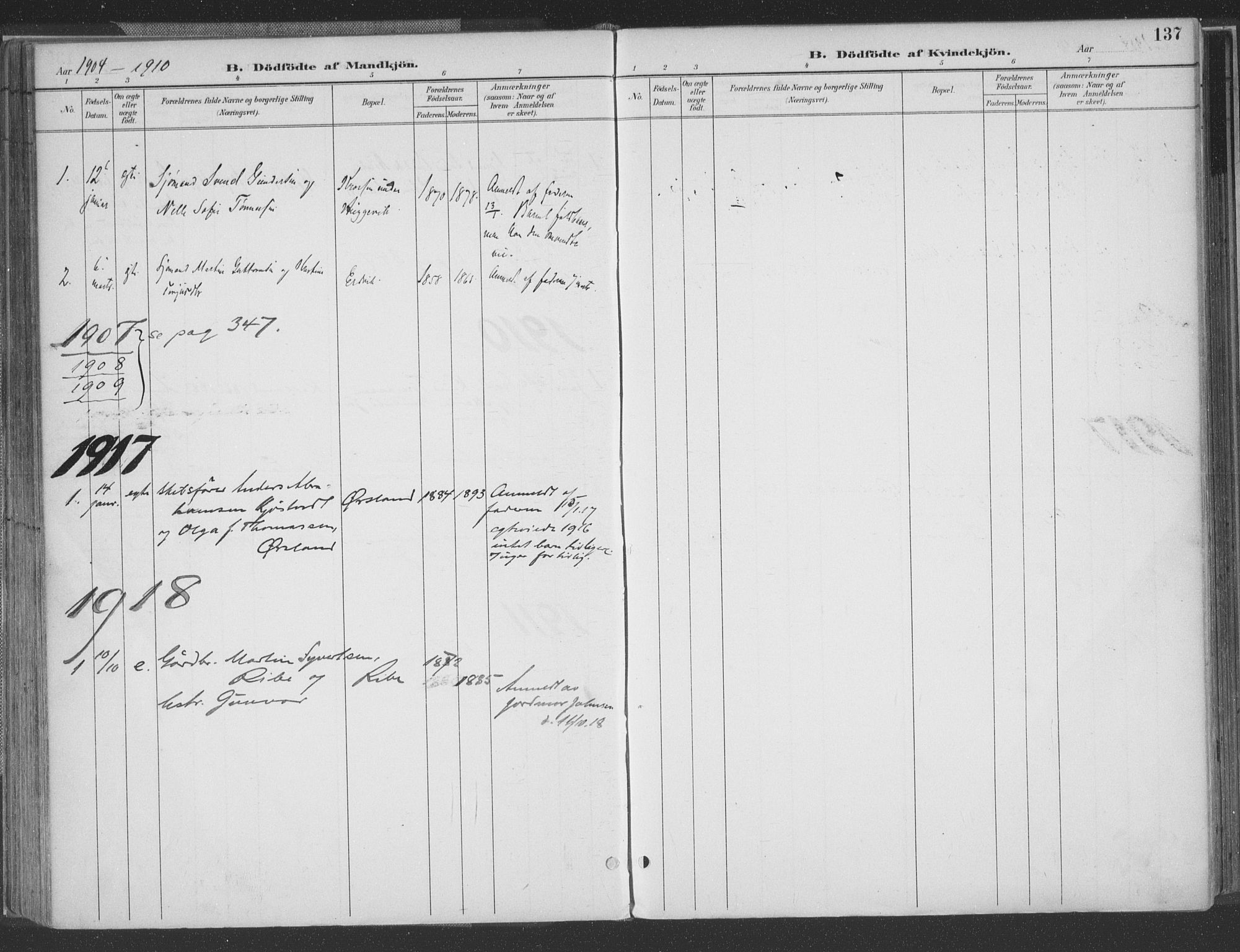 Høvåg sokneprestkontor, SAK/1111-0025/F/Fa/L0006: Parish register (official) no. A 6, 1894-1923, p. 137