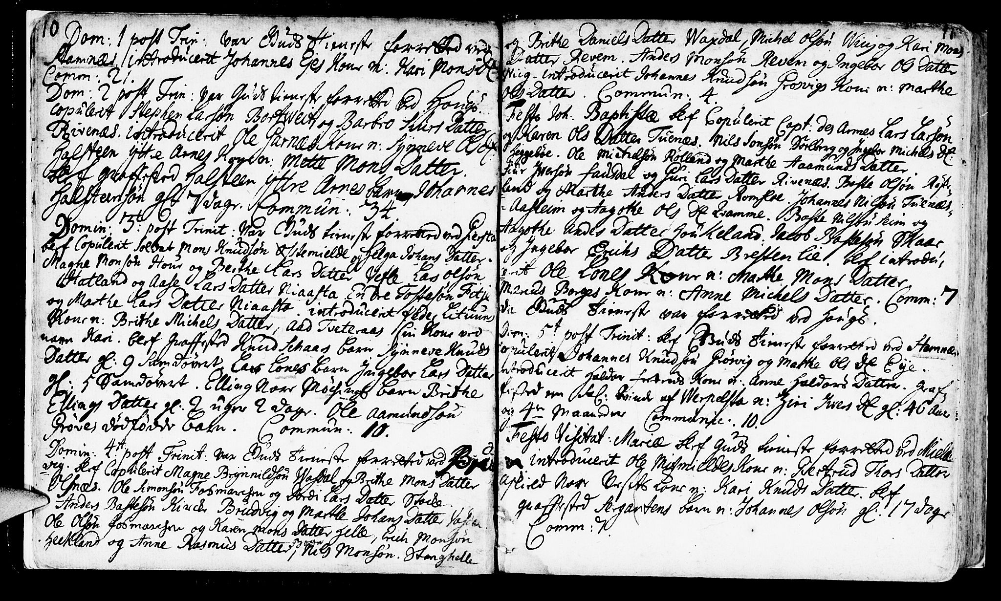 Haus sokneprestembete, SAB/A-75601/H/Haa: Parish register (official) no. A 4, 1723-1733, p. 10-11