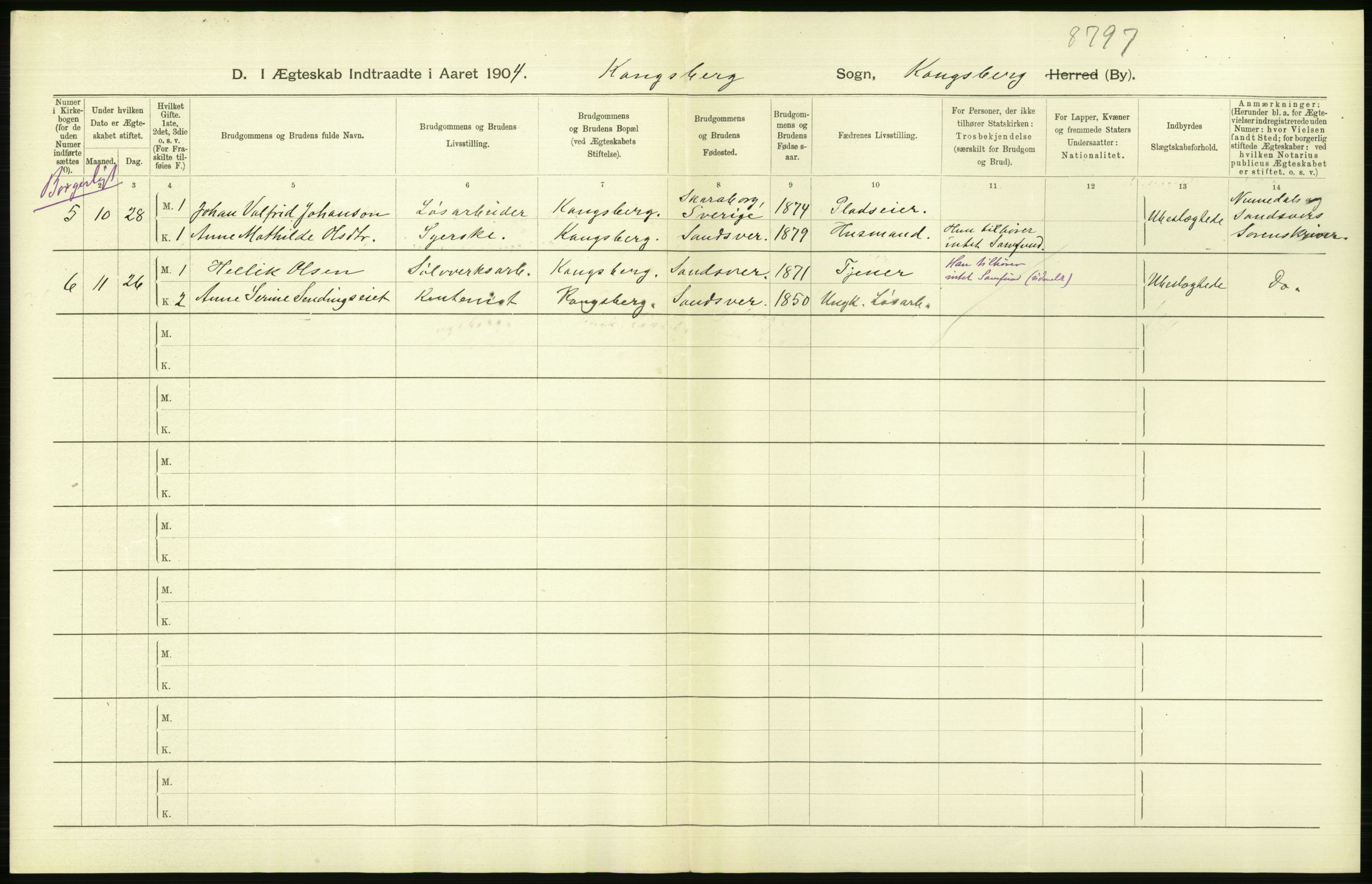 Statistisk sentralbyrå, Sosiodemografiske emner, Befolkning, AV/RA-S-2228/D/Df/Dfa/Dfab/L0007: Buskerud amt: Fødte, gifte, døde, 1904, p. 658