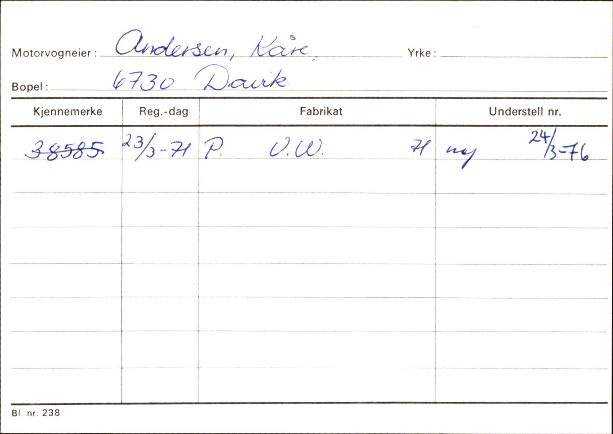 Statens vegvesen, Sogn og Fjordane vegkontor, AV/SAB-A-5301/4/F/L0133: Eigarregister Bremanger A-Å. Gaular A-H, 1945-1975, p. 17