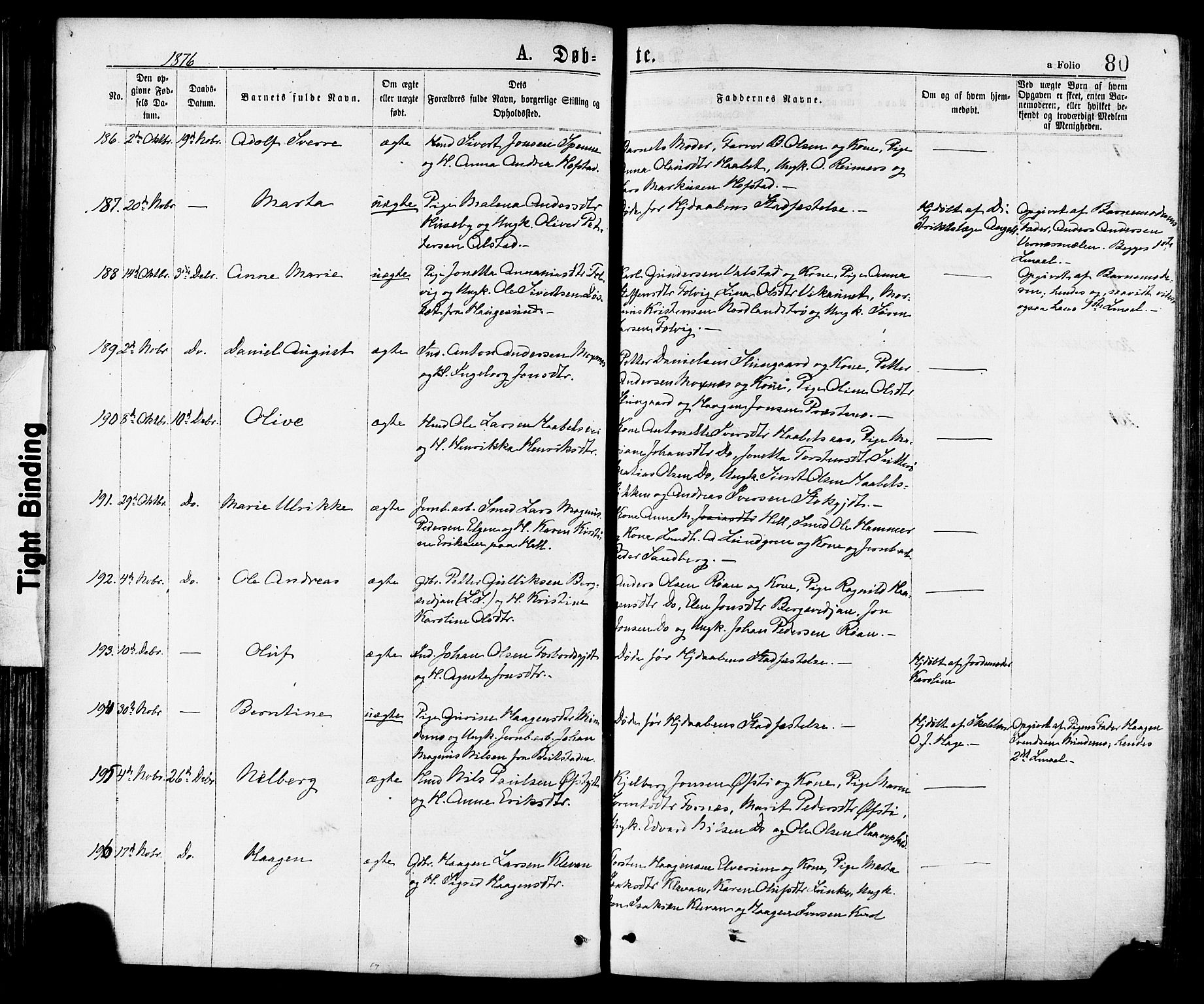 Ministerialprotokoller, klokkerbøker og fødselsregistre - Nord-Trøndelag, AV/SAT-A-1458/709/L0076: Parish register (official) no. 709A16, 1871-1879, p. 80